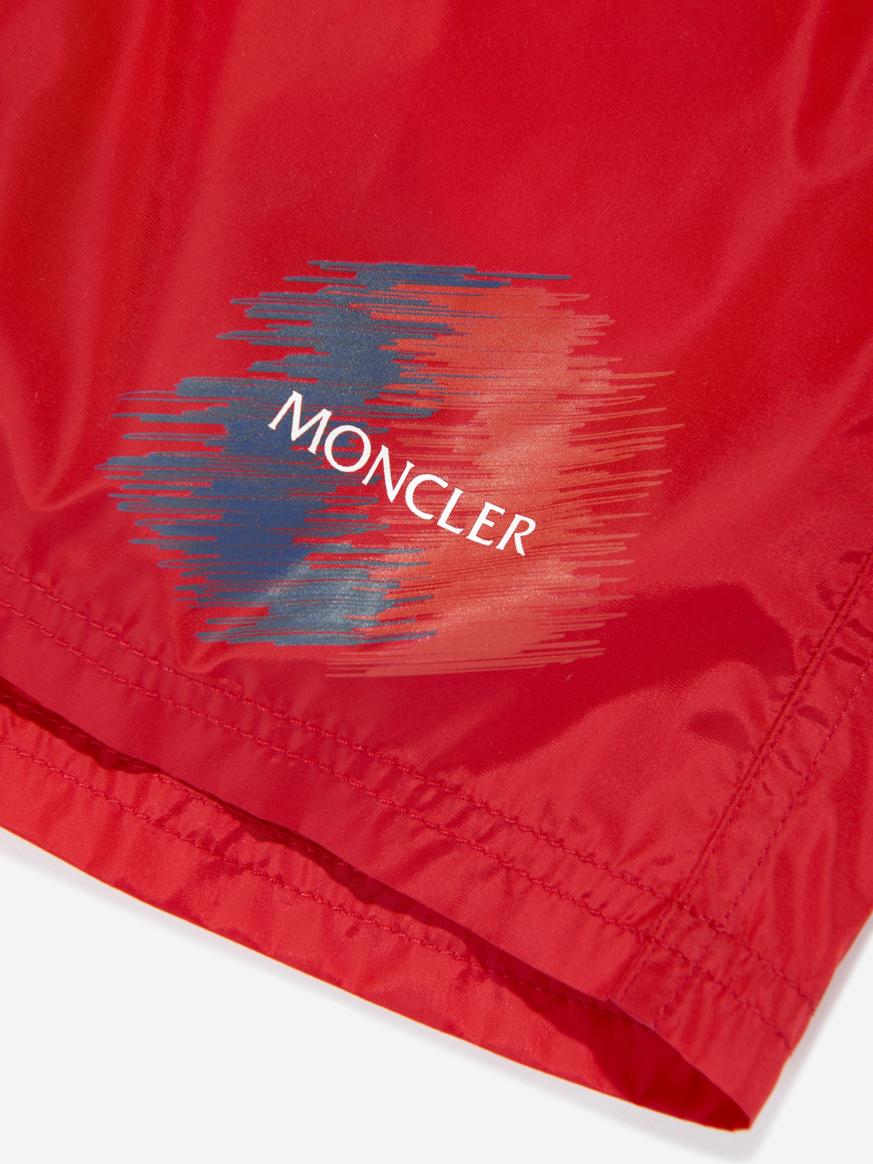 Moncler Enfant Boys Logo Swim Shorts in Red