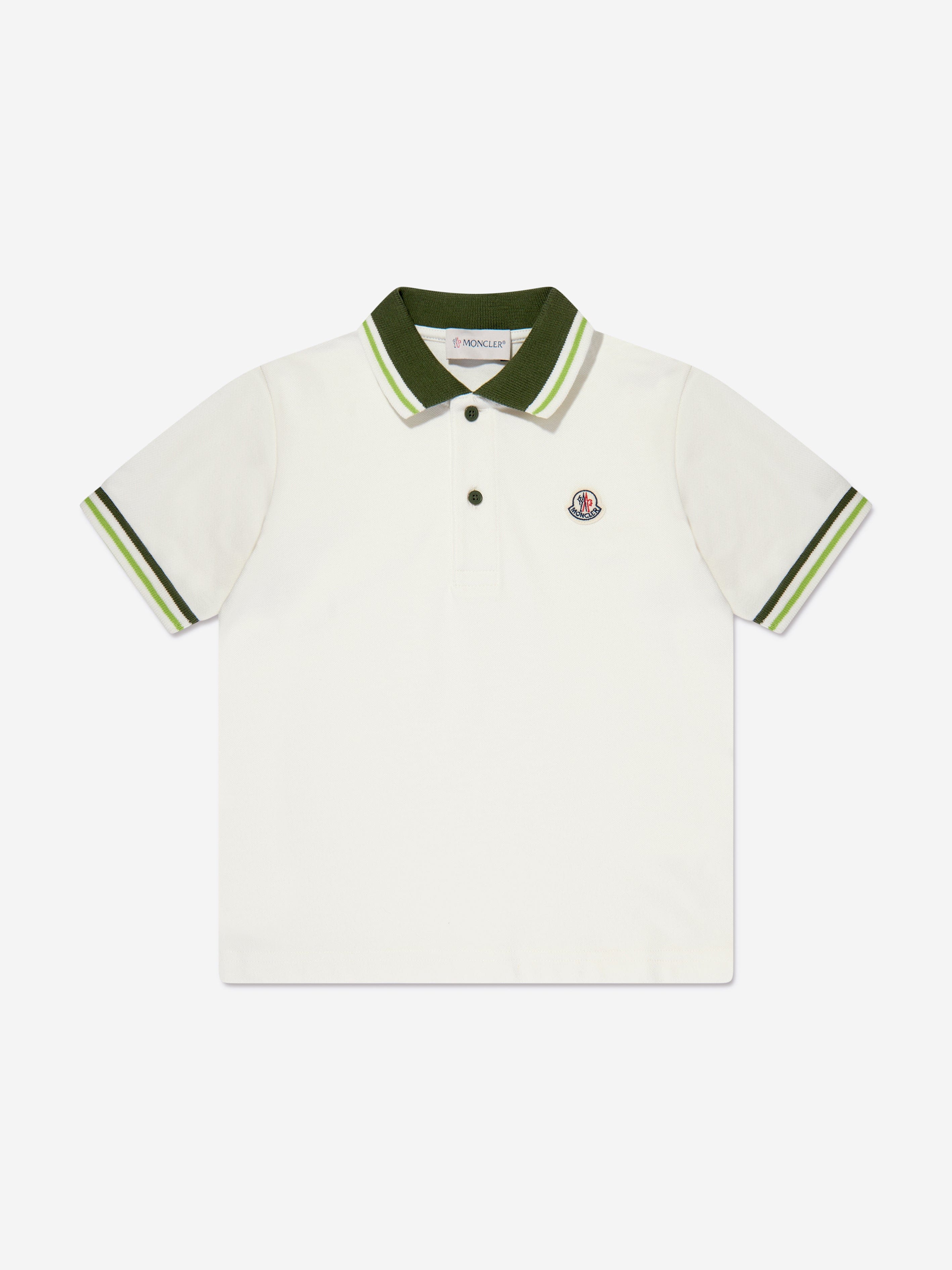 Moncler Enfant Boys Logo Polo Shirt in Green