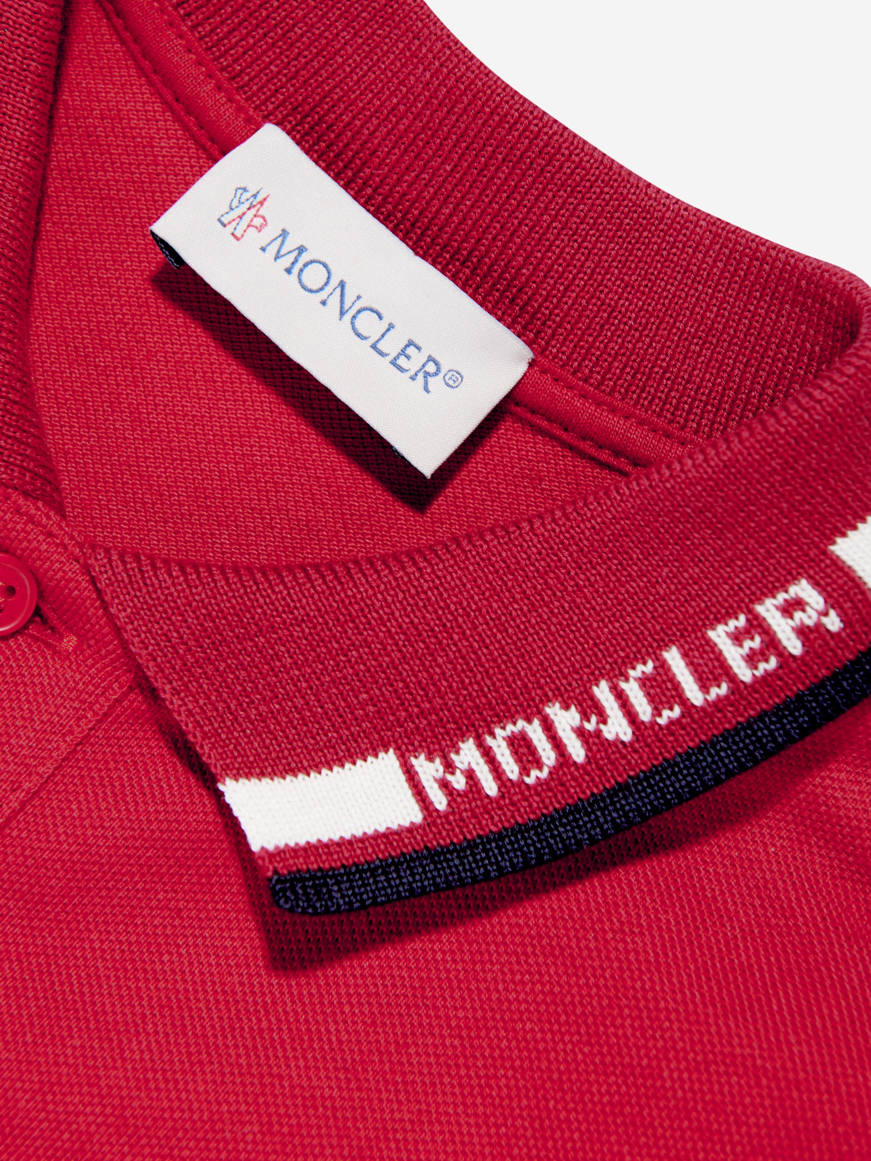 Moncler Enfant Boys Logo Polo Shirt in Red