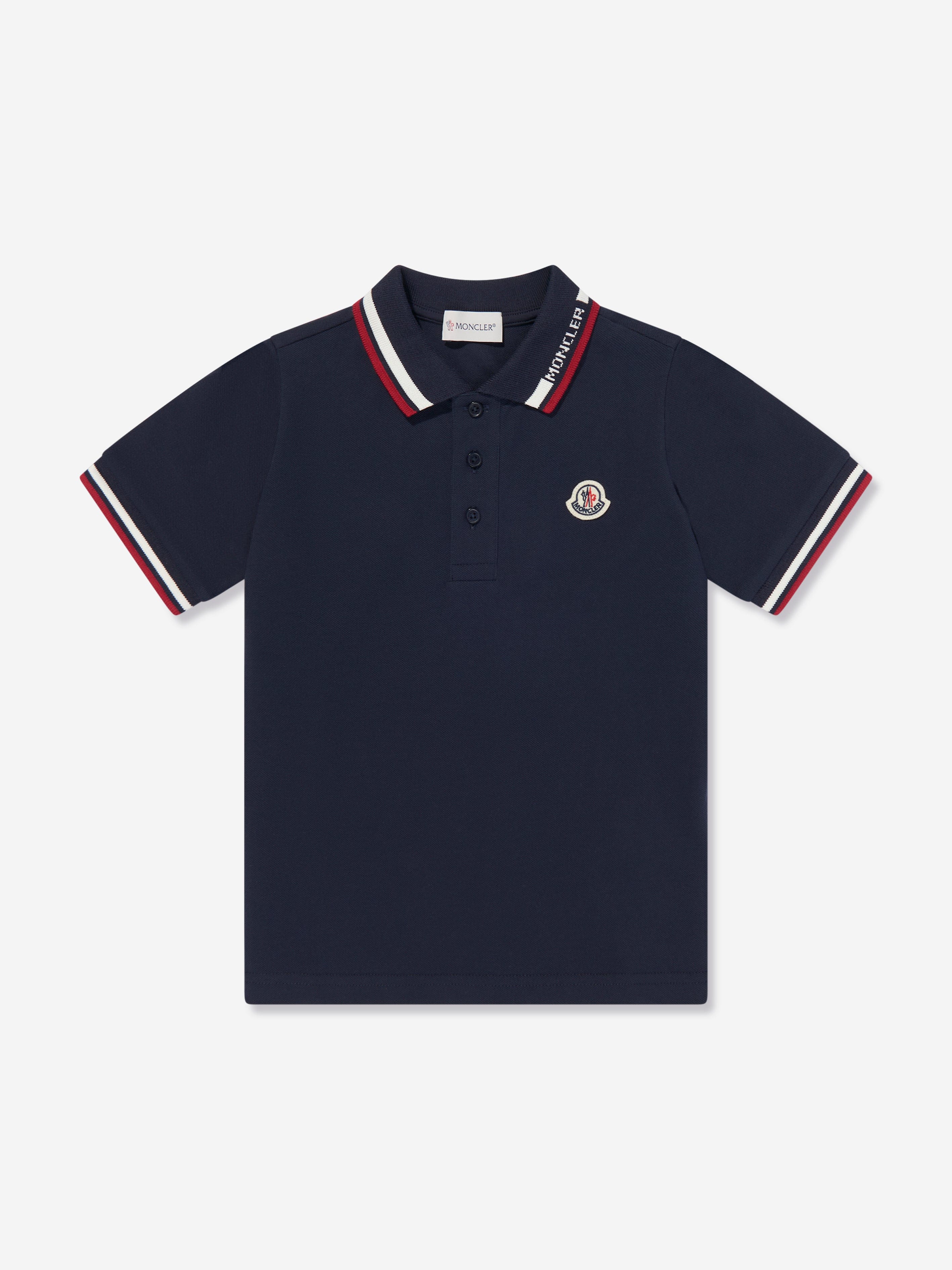 Moncler Enfant Boys Logo Polo Shirt in Navy