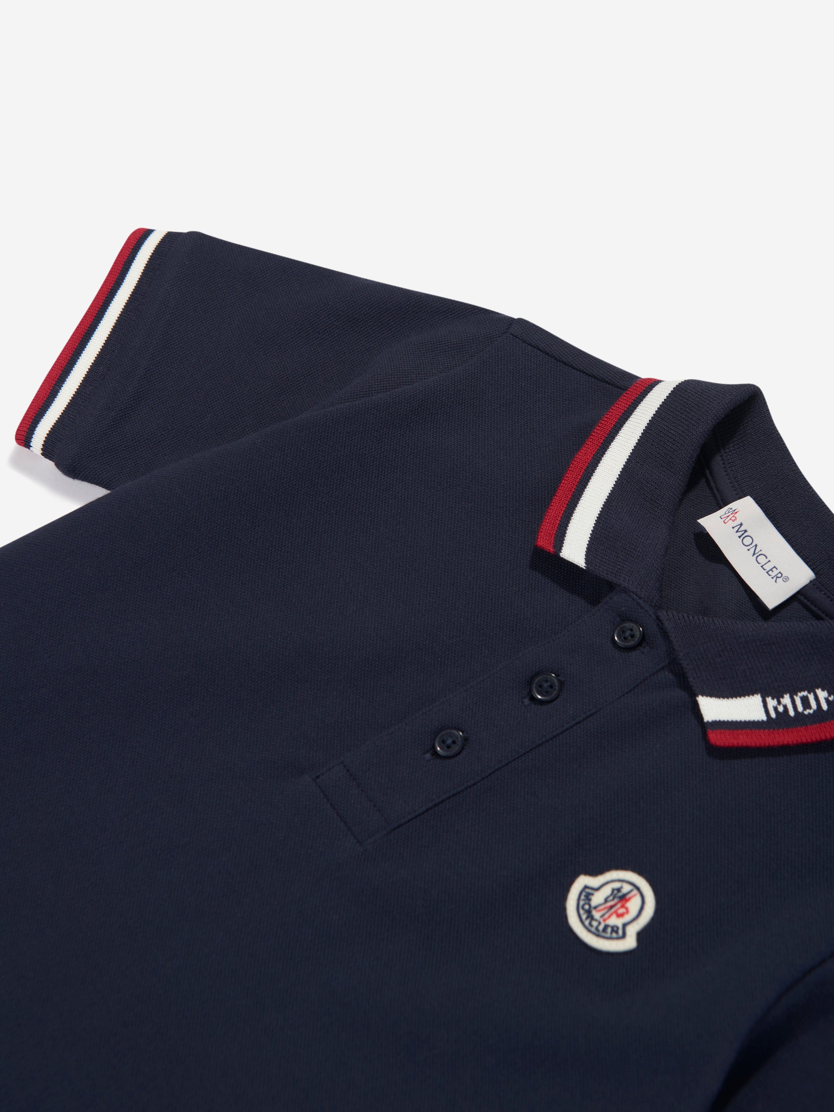 Moncler Enfant Boys Logo Polo Shirt in Navy