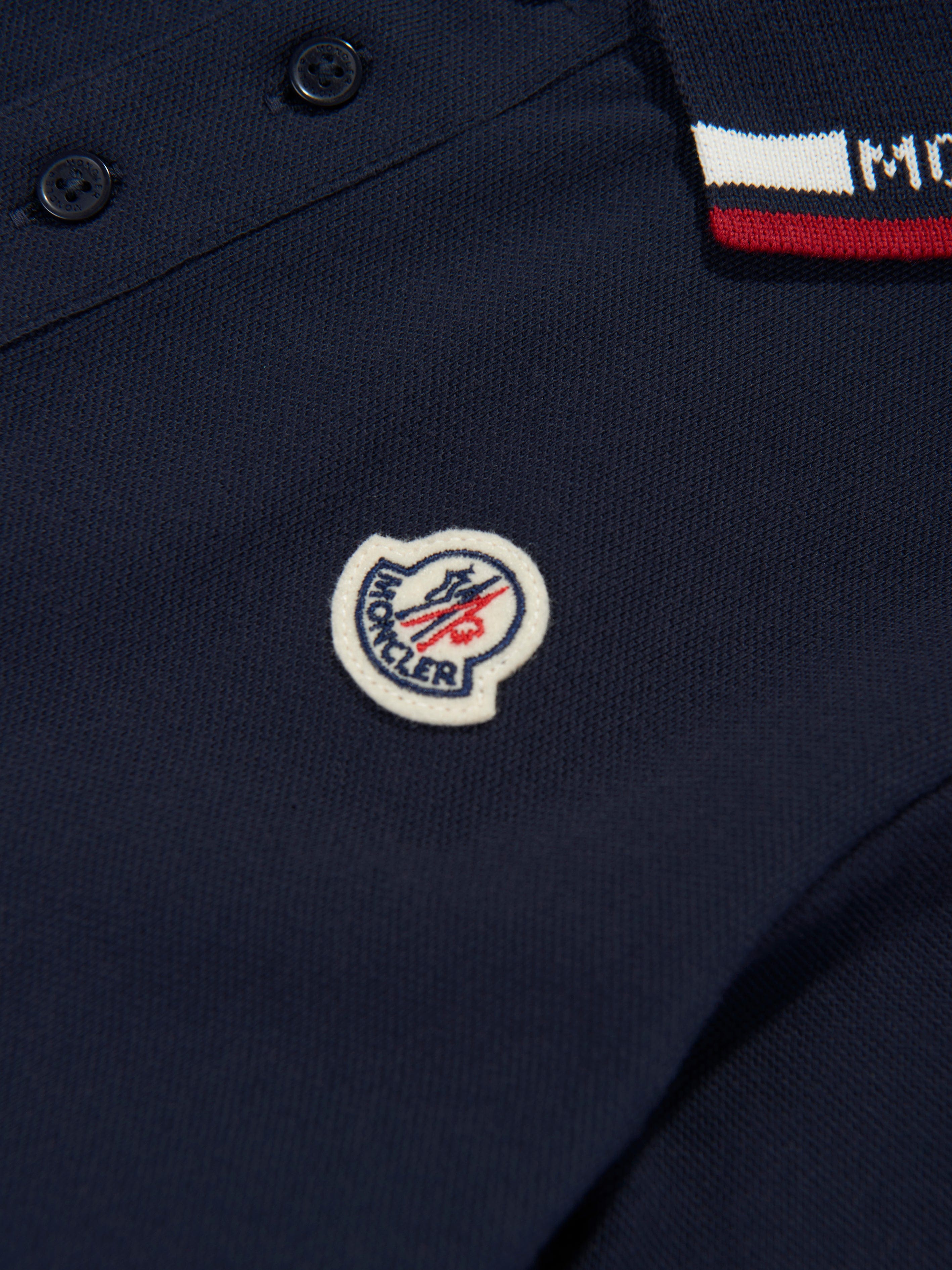 Moncler Enfant Boys Logo Polo Shirt in Navy