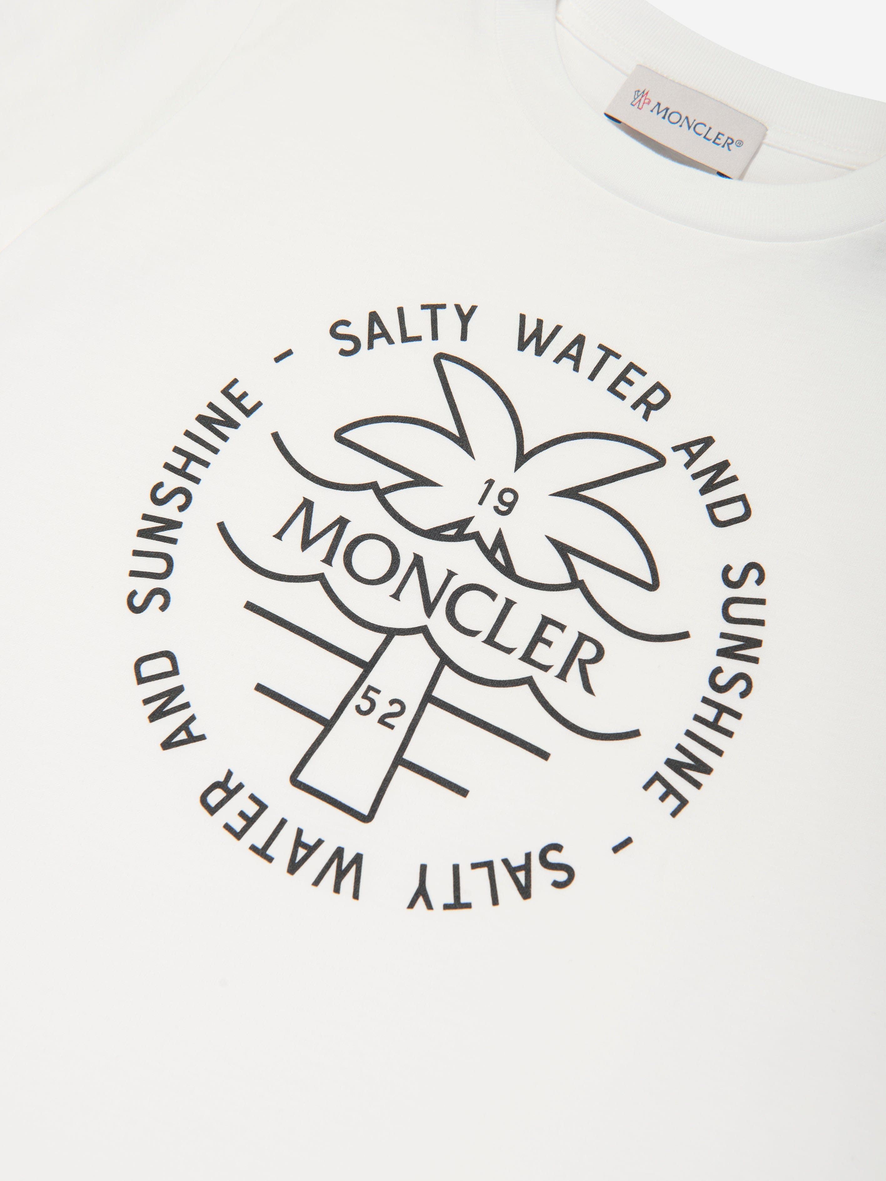 Moncler Enfant Boys Palm Tree Logo T-Shirt in White