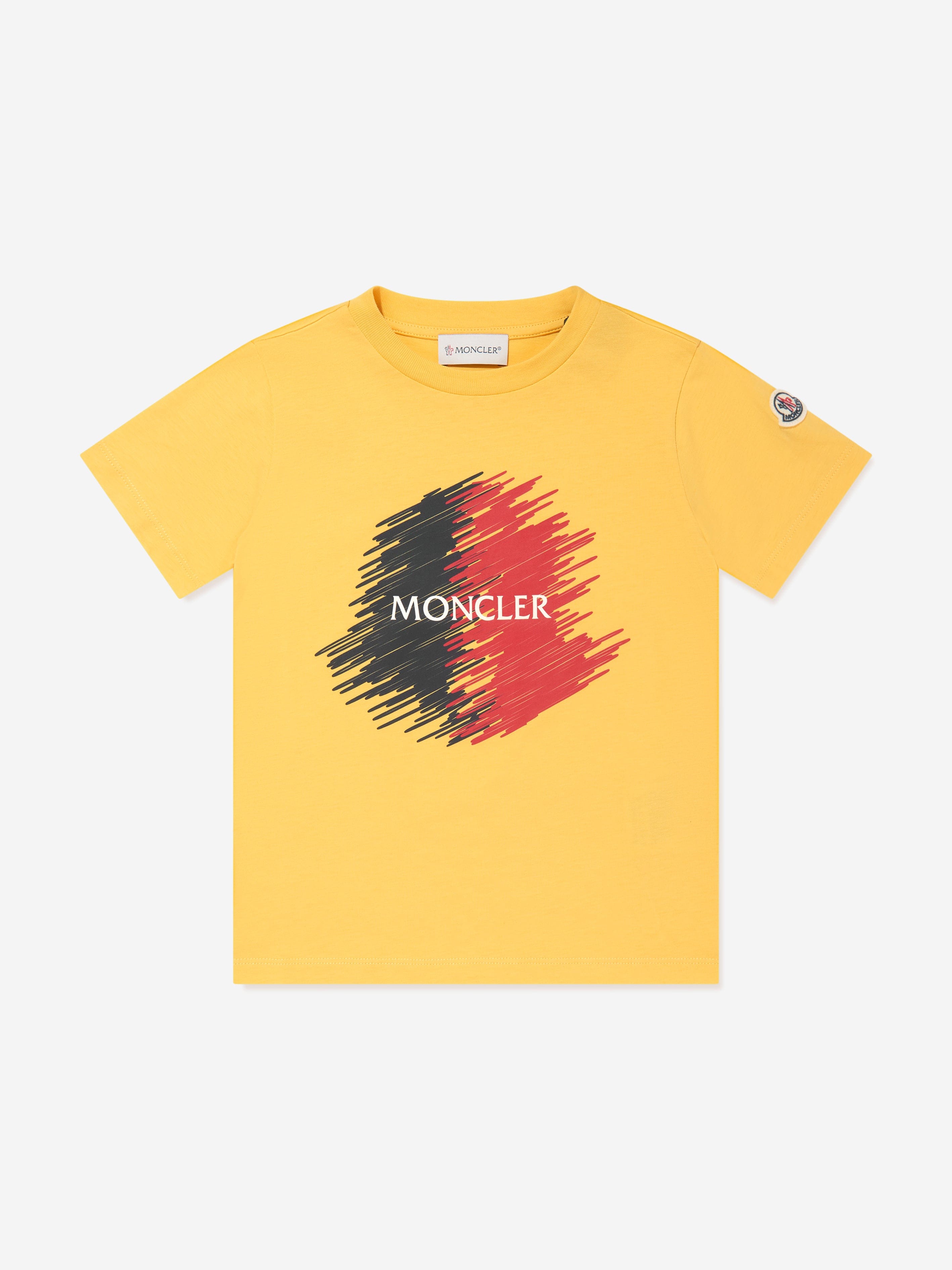 Moncler Enfant Boys Logo Print T-Shirt in Yellow