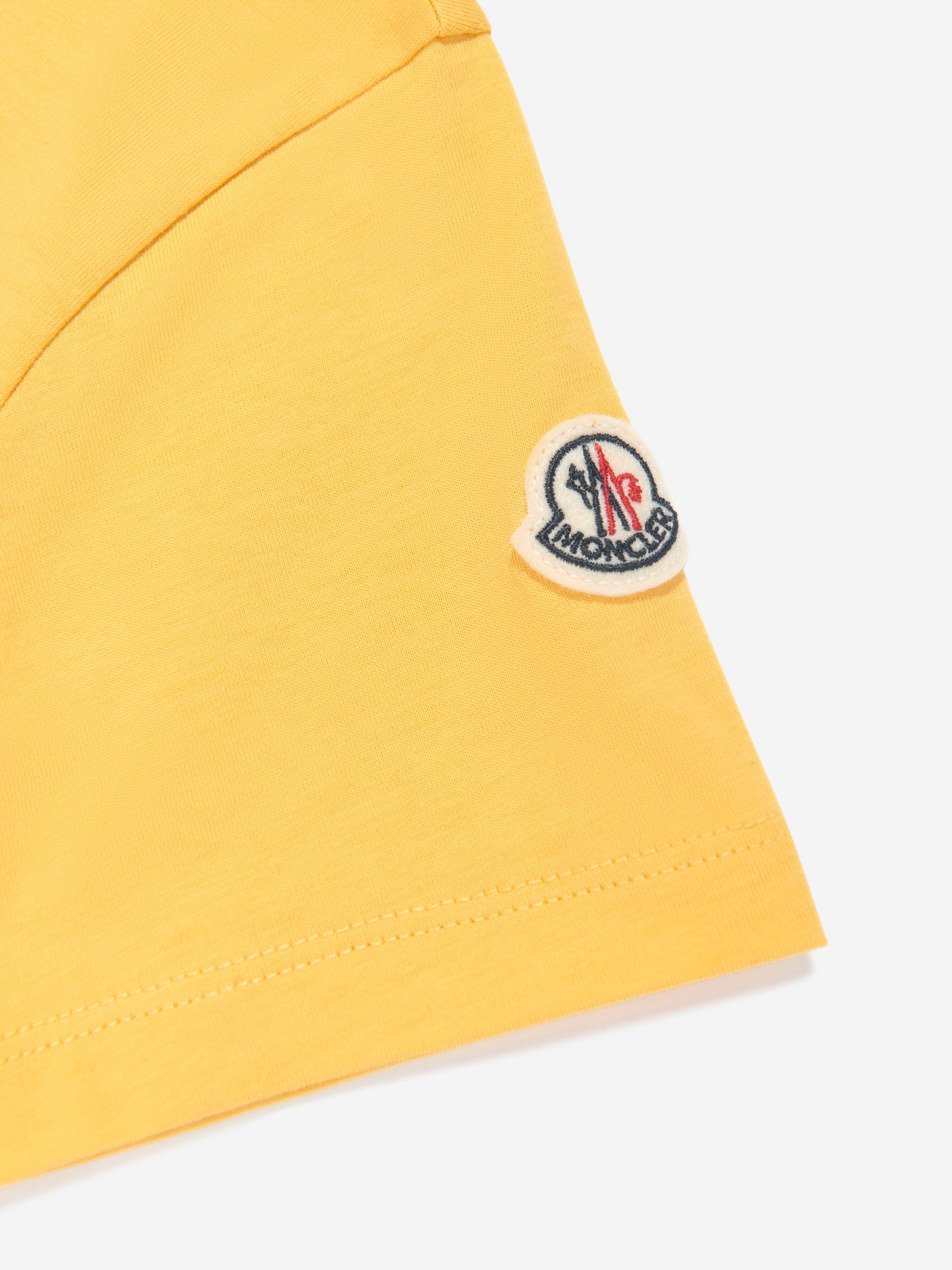 Moncler Enfant Boys Logo Print T-Shirt in Yellow