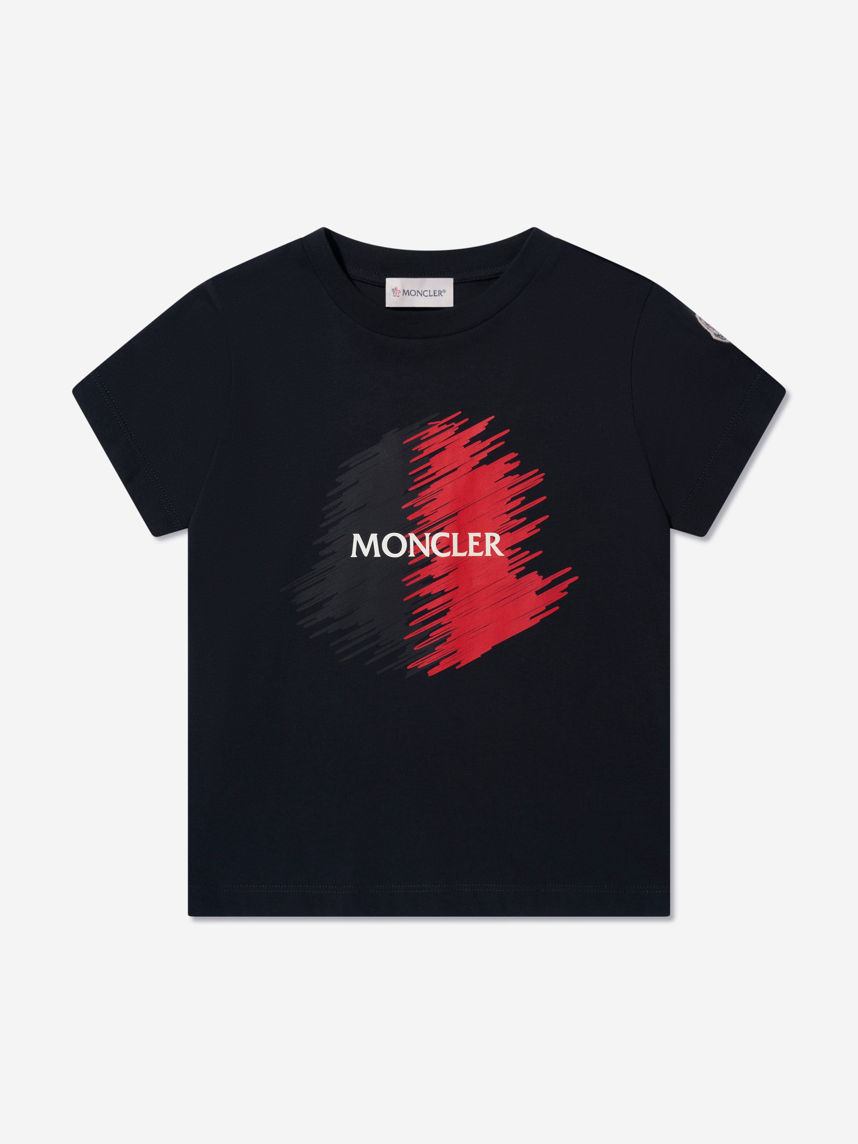 Moncler Enfant Boys Logo Print T-Shirt in Navy