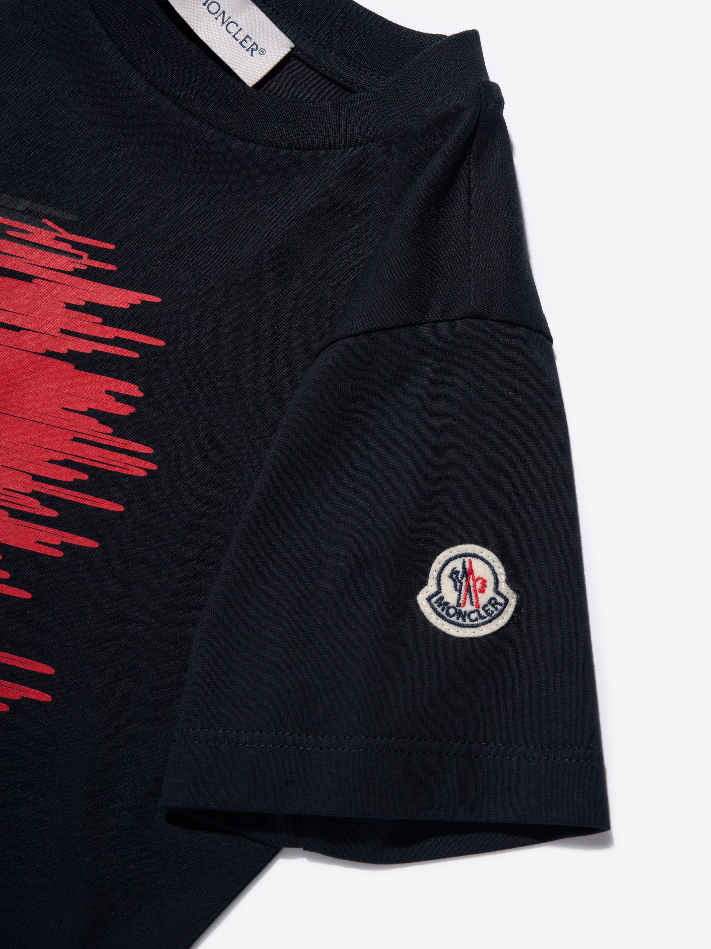 Moncler Enfant Boys Logo Print T-Shirt in Navy