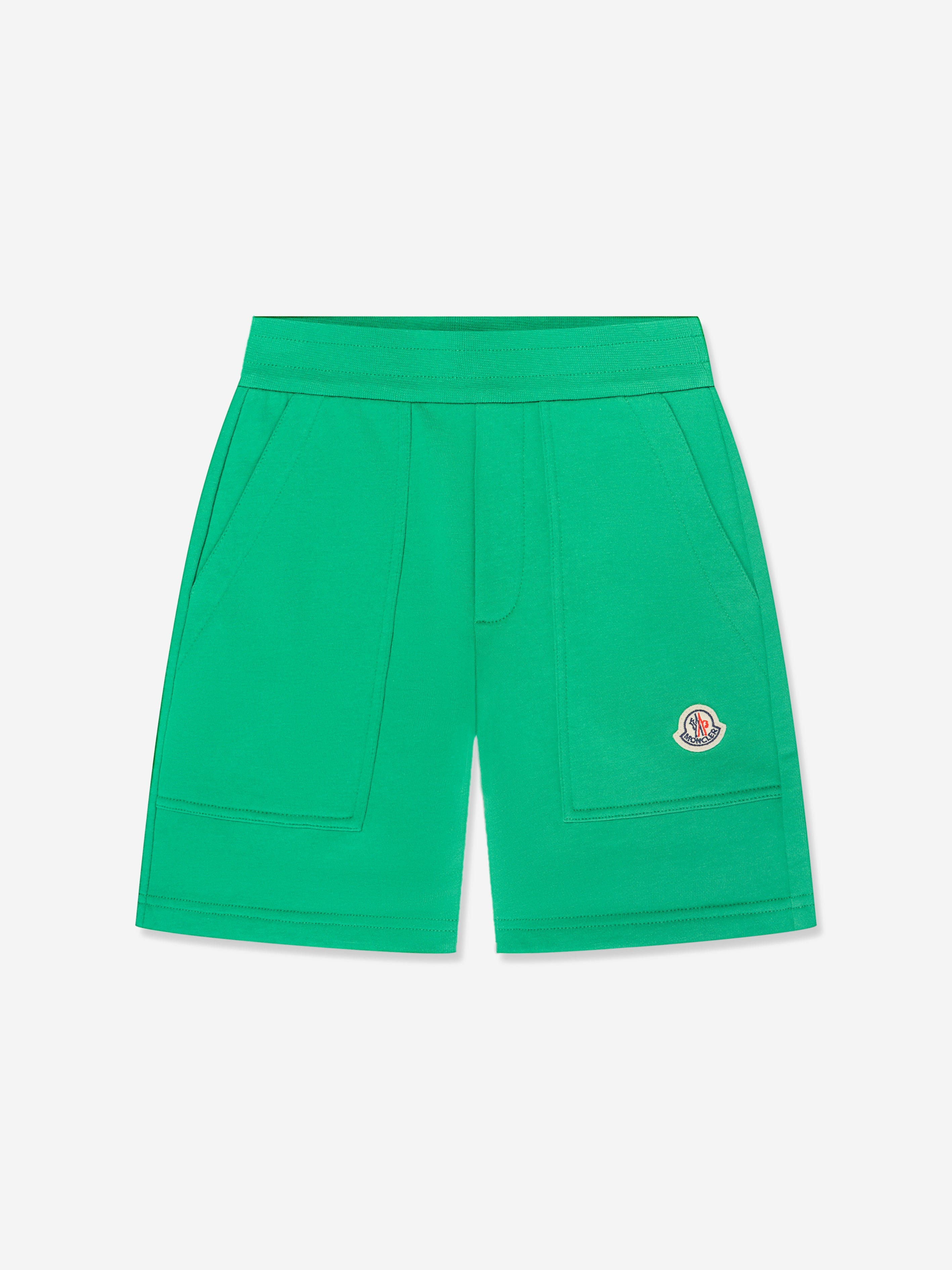 Moncler Enfant Boys Logo Shorts in Green