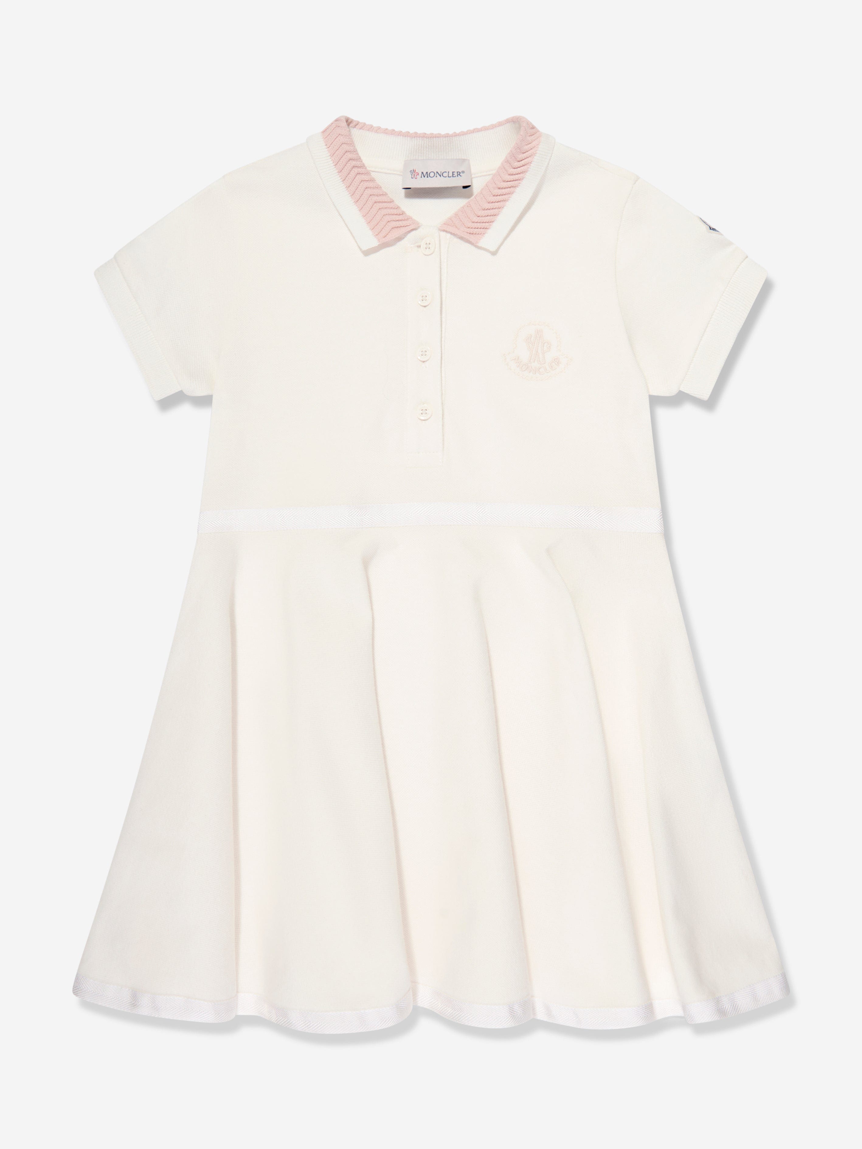 Moncler Enfant Girls Logo Polo Dress in White