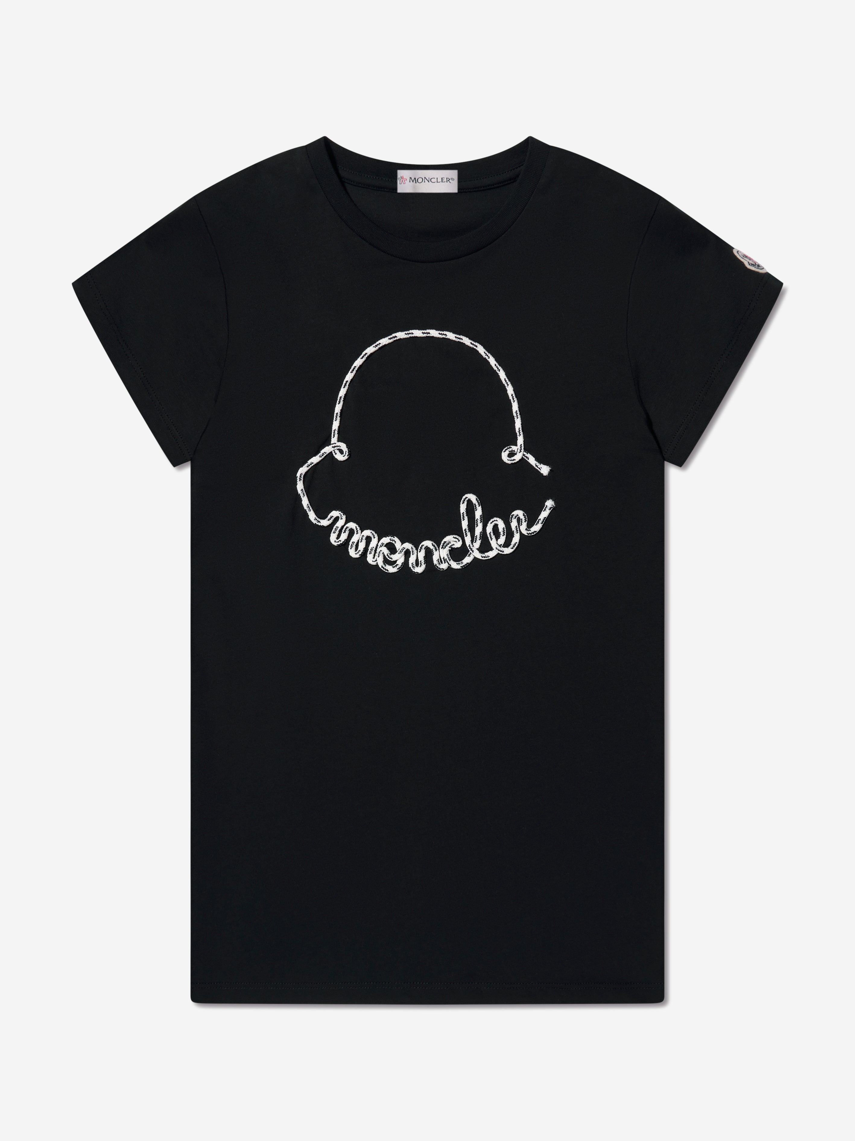 Moncler Enfant Girls Logo T-Shirt Dress in Black