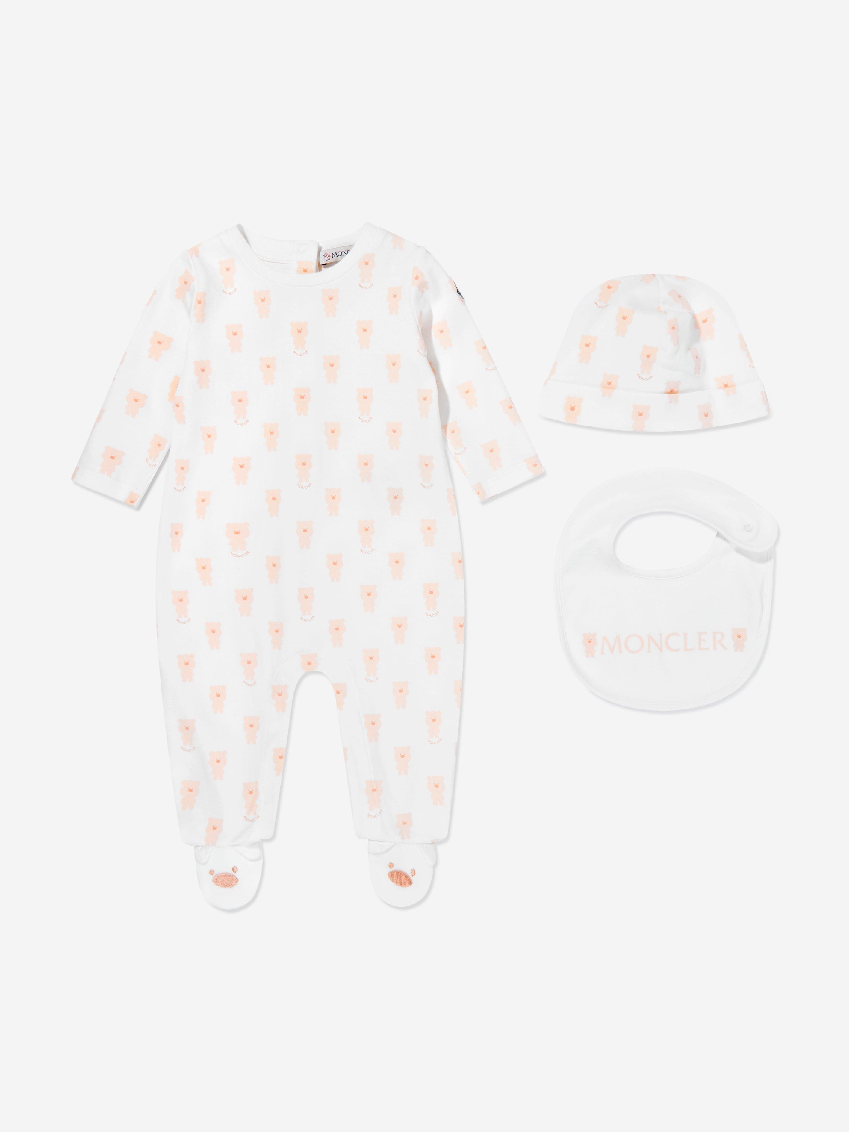 Moncler Enfant Baby Cotton Babygrow Set in White