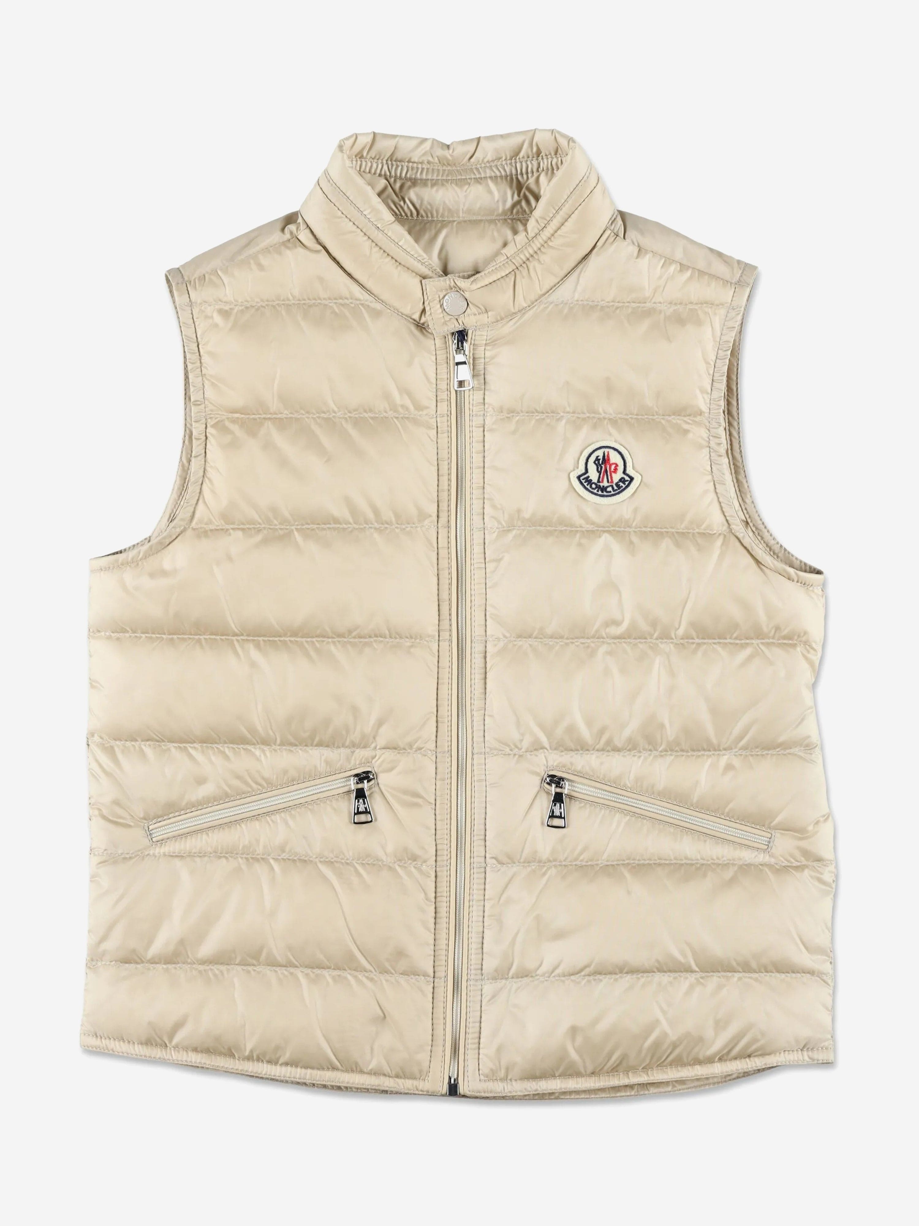Moncler Enfant Boys Down Padded Gui Gilet in Beige