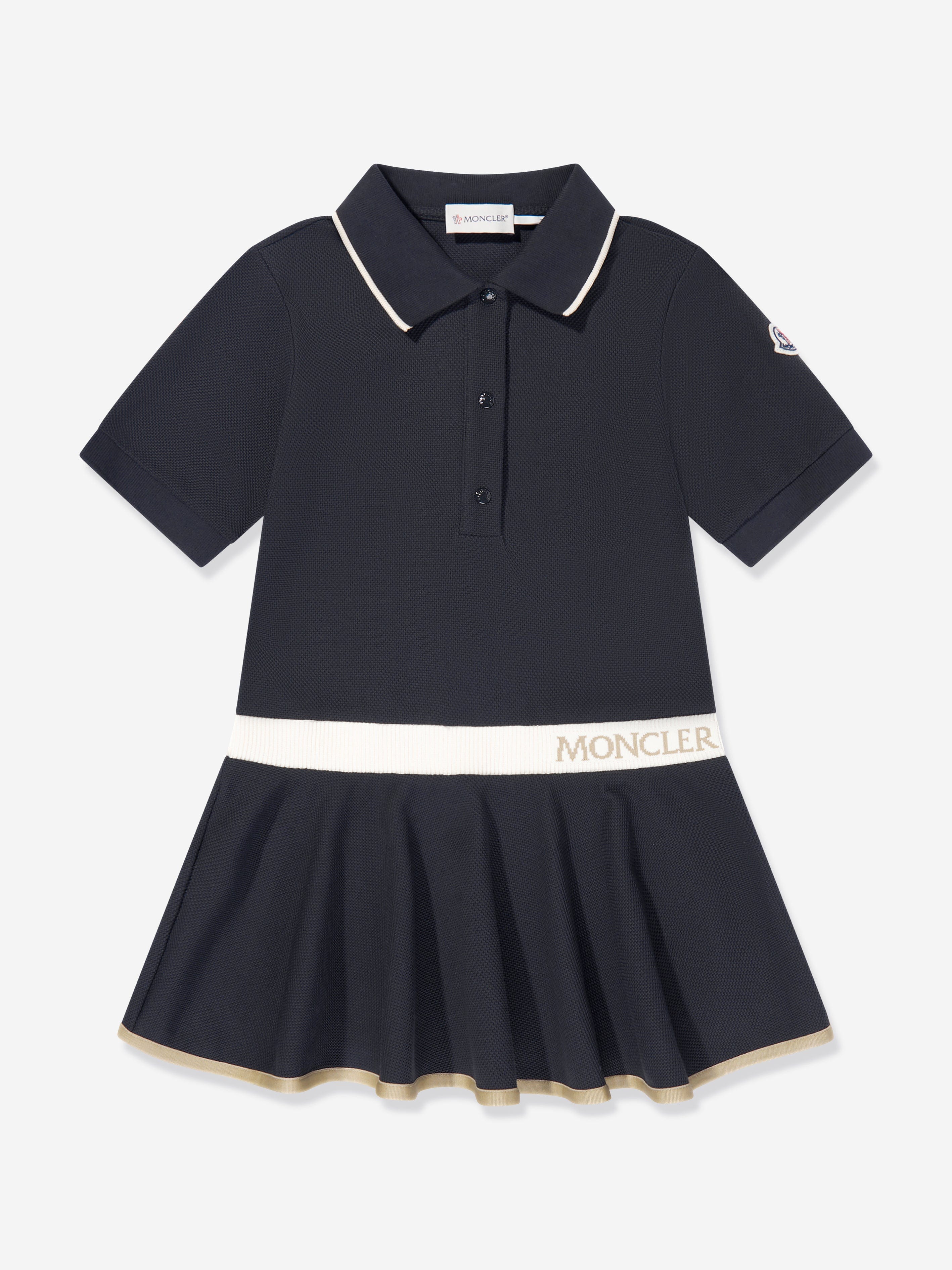 Moncler Enfant Girls Logo Polo Dress in Navy