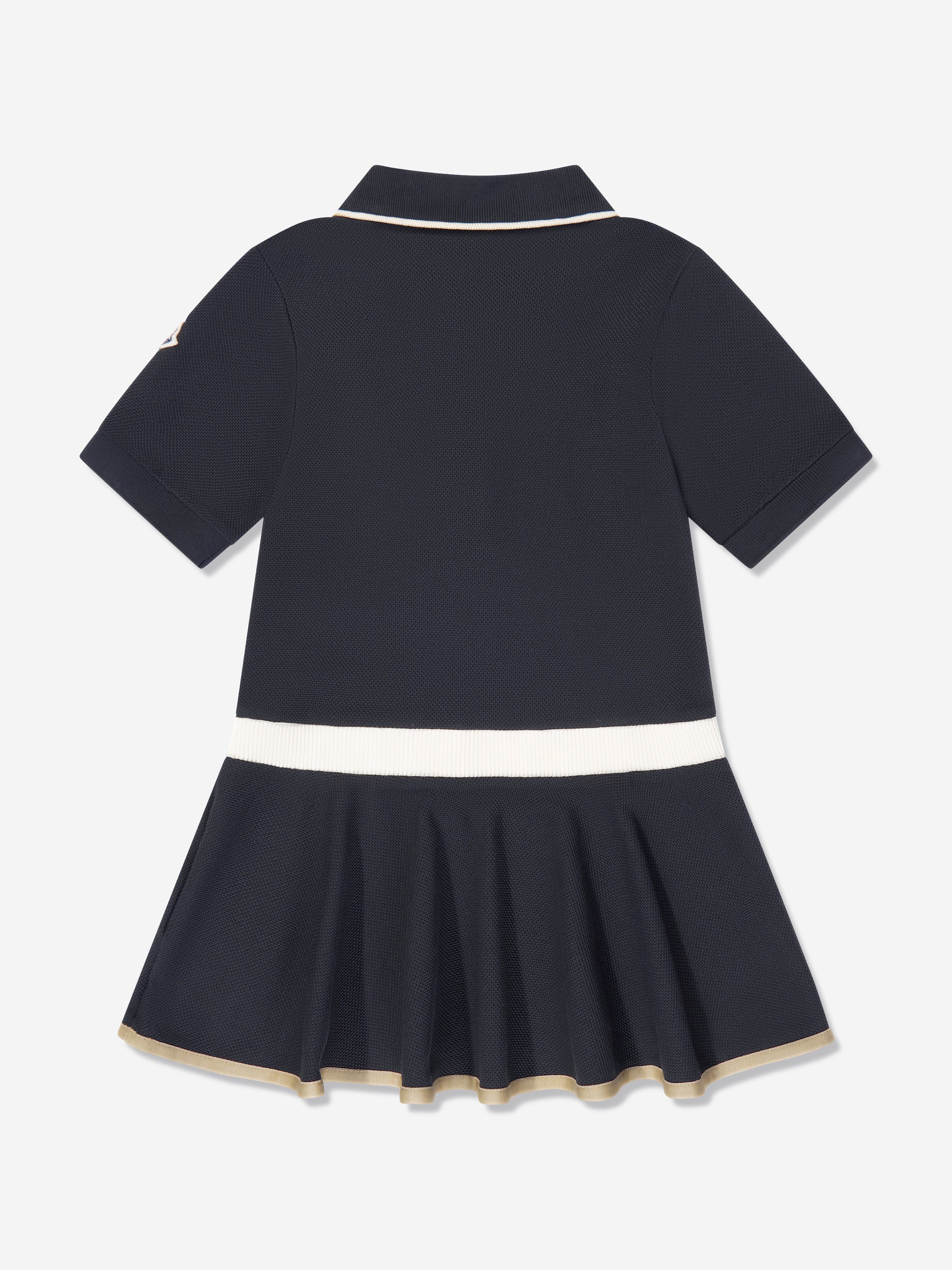 Moncler Enfant Girls Logo Polo Dress in Navy