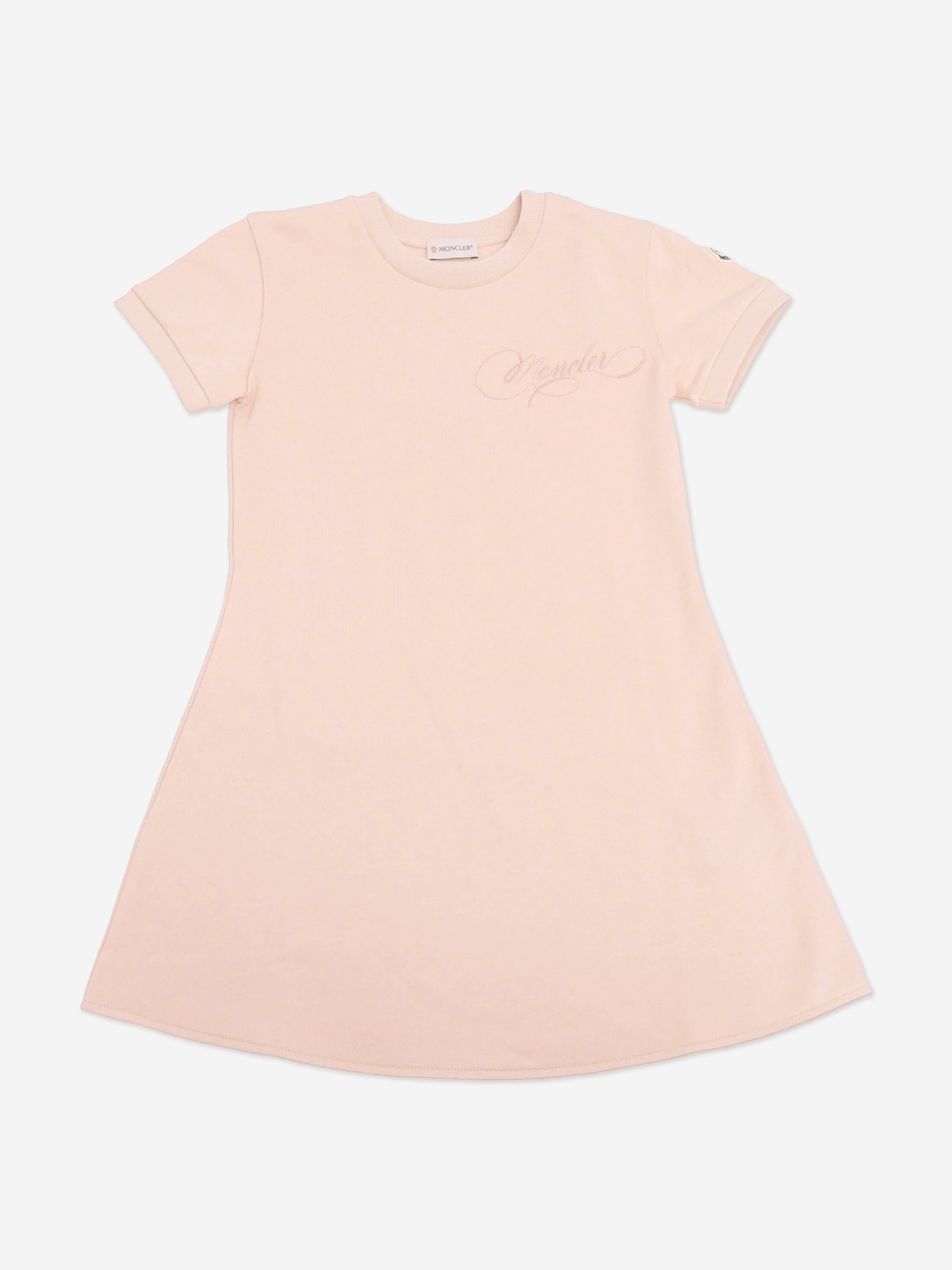 Moncler Enfant Girls Logo Jersey Dress in Pink