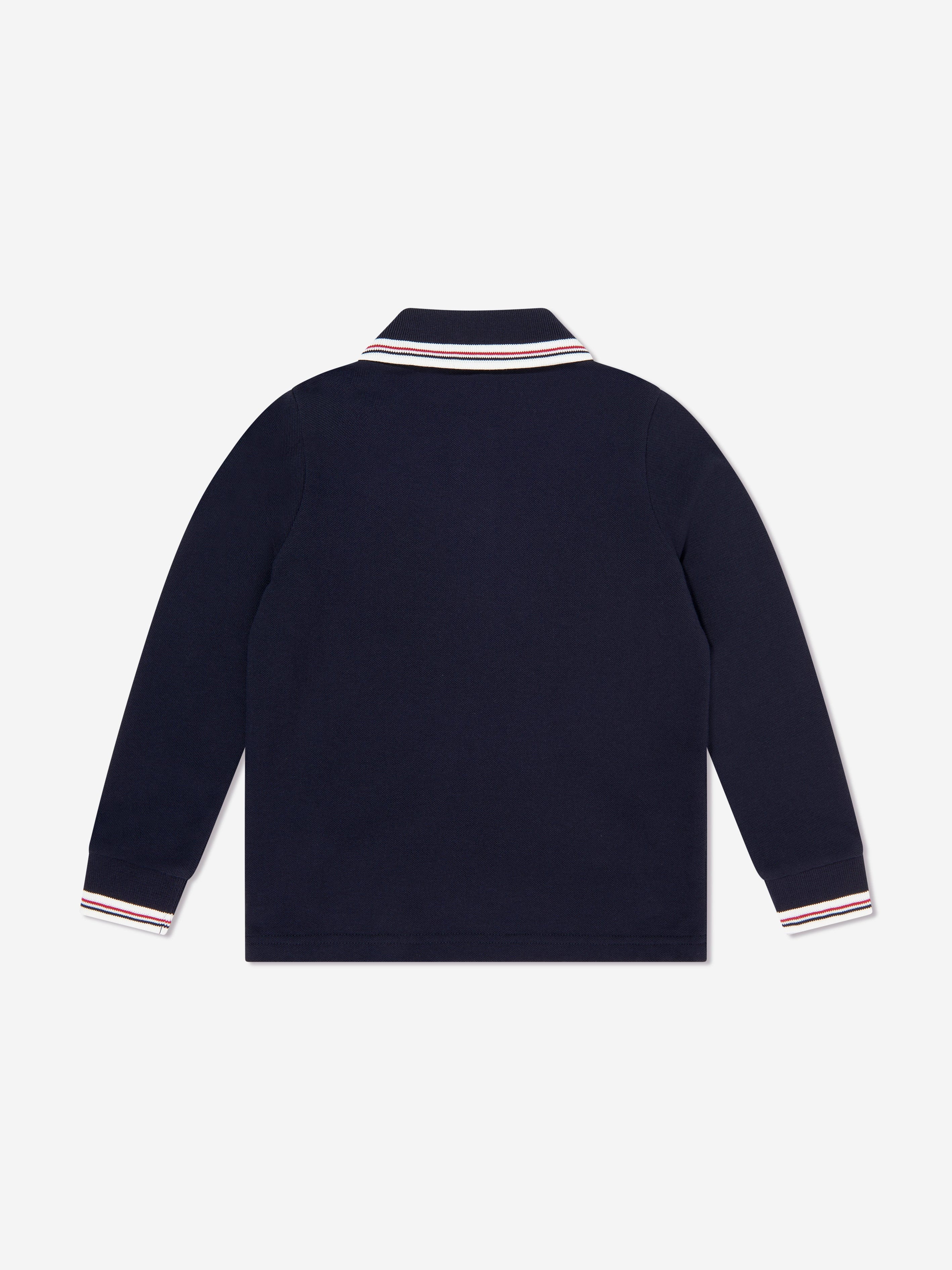 Moncler Enfant Boys Cotton Long Sleeve Polo Shirt in Navy