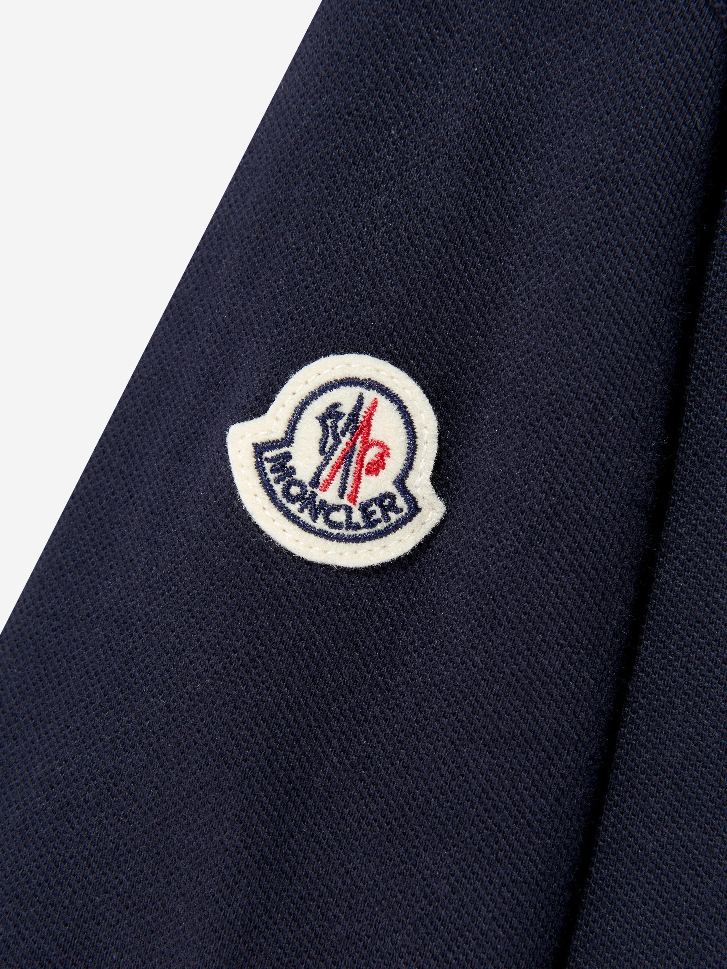 Moncler Enfant Boys Cotton Long Sleeve Polo Shirt in Navy