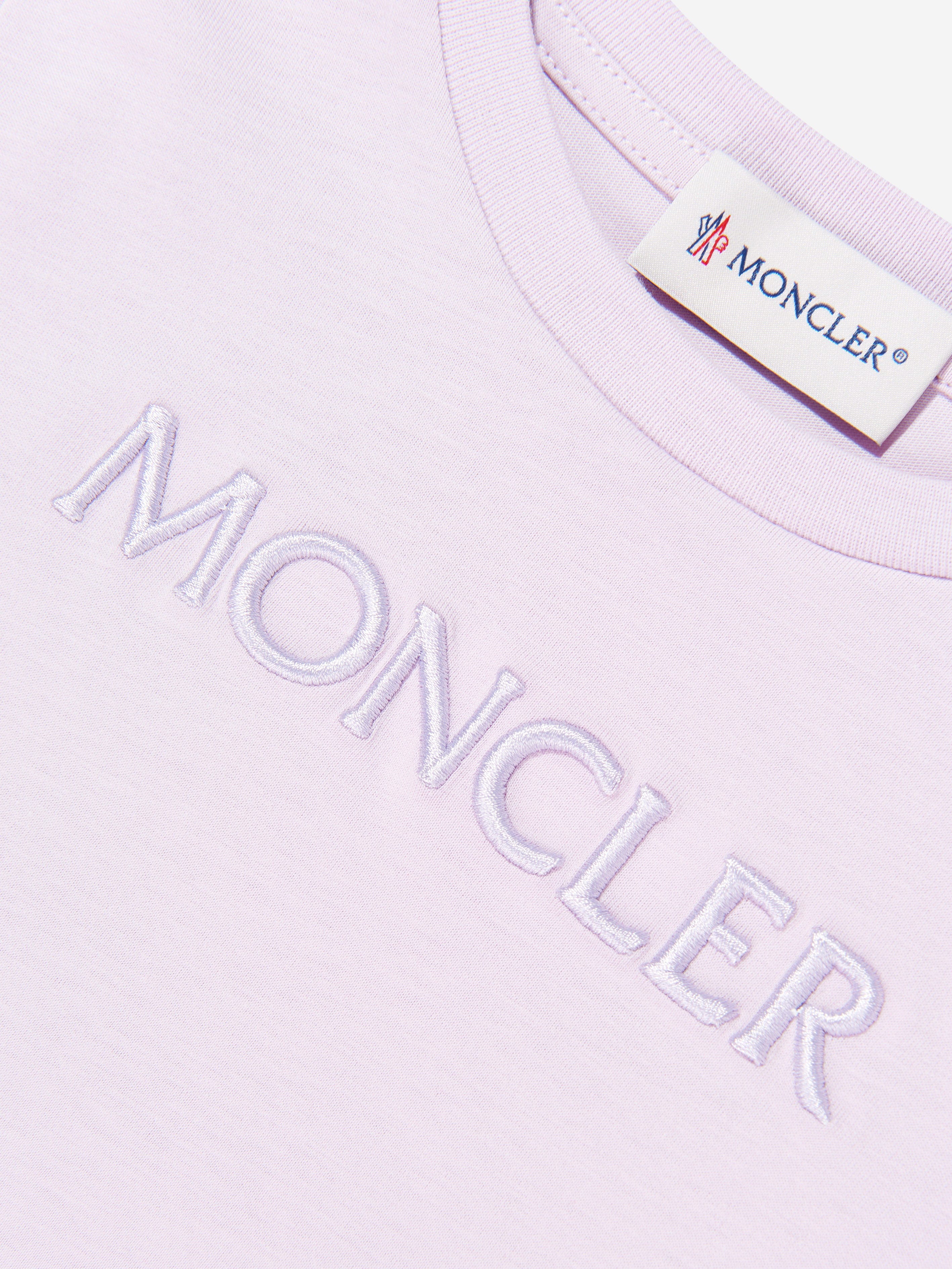 Moncler Enfant Girls Cotton Logo T-Shirt in Purple