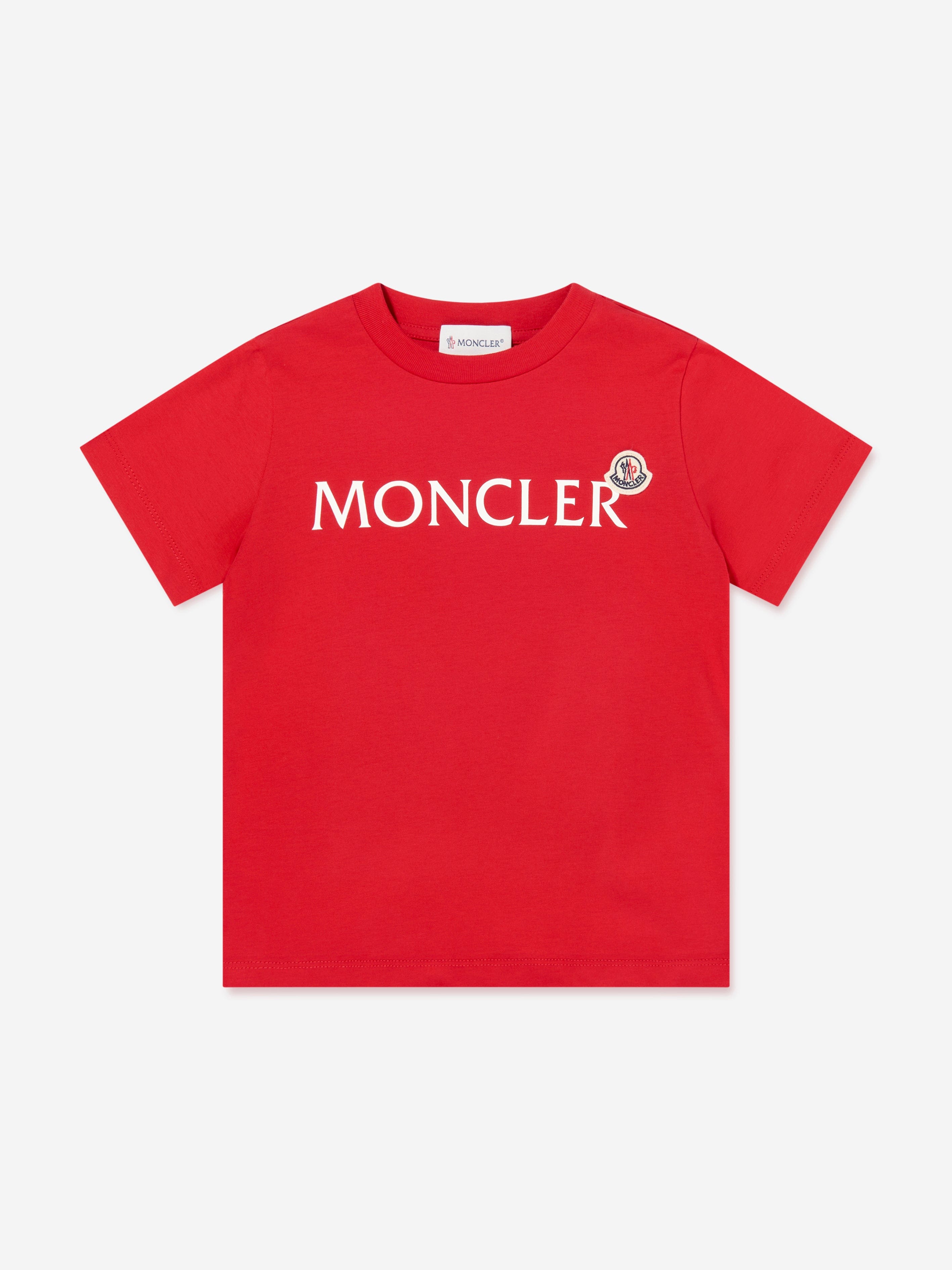Moncler Enfant Boys Cotton Logo T-Shirt in Red