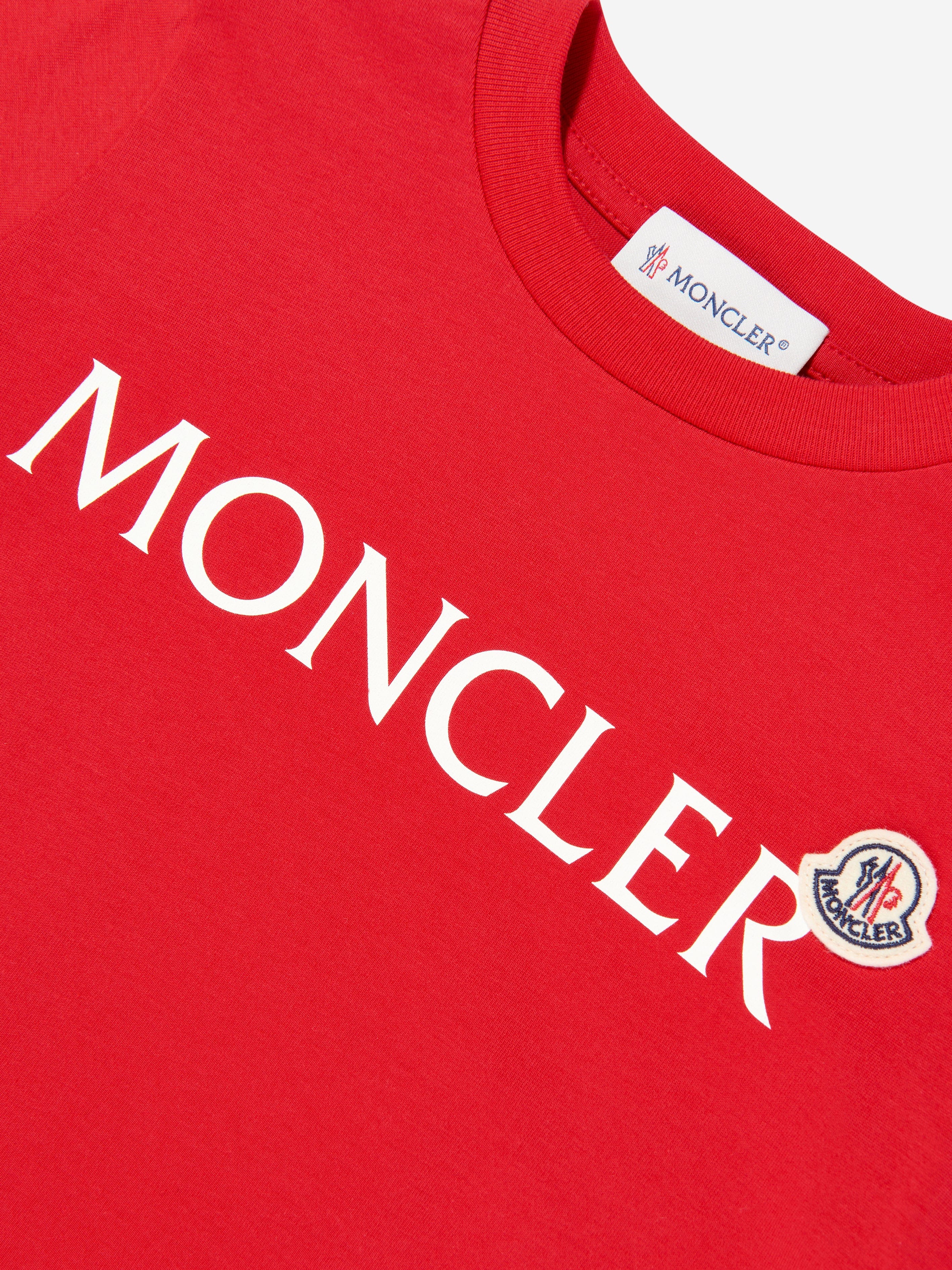 Moncler Enfant Boys Cotton Logo T-Shirt in Red