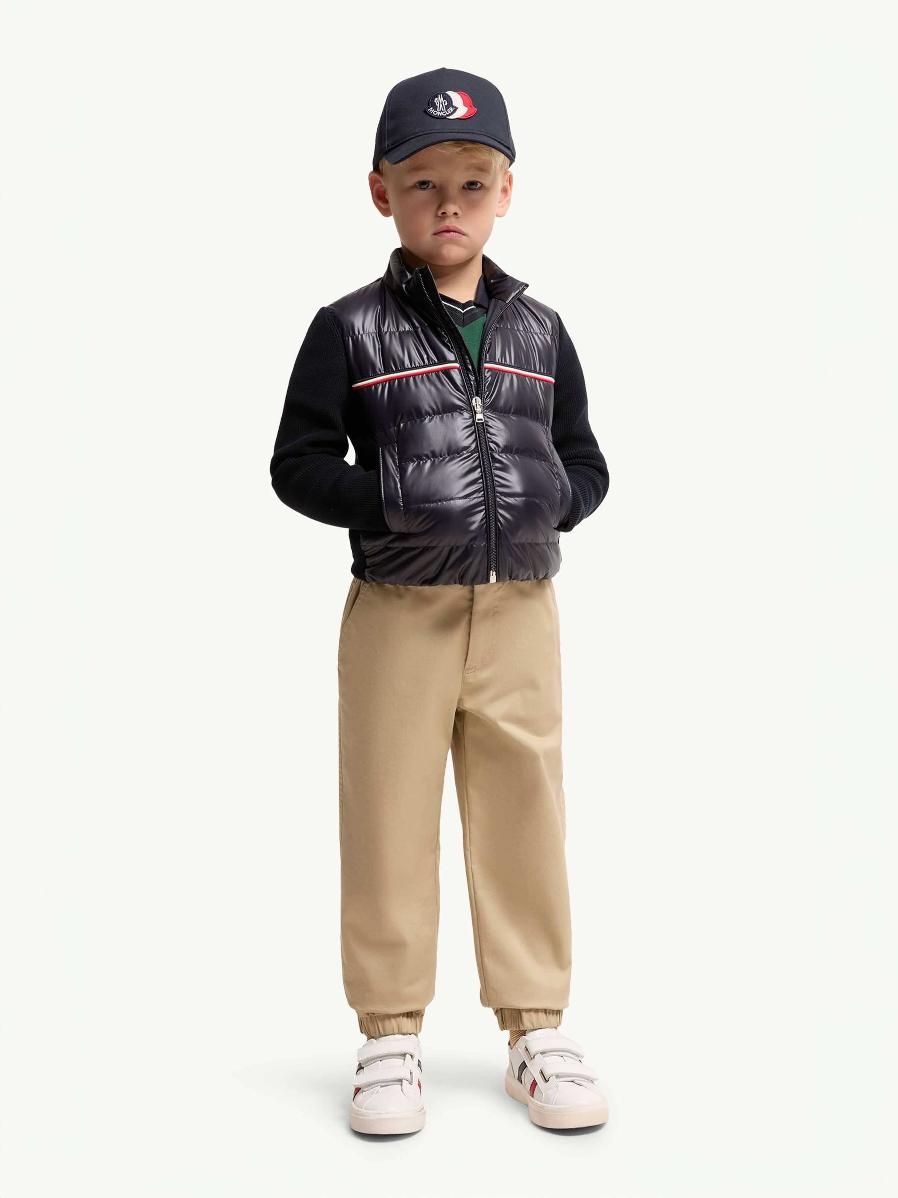 Moncler Enfant Boys Down Padded Zip Up Cardigan in Navy