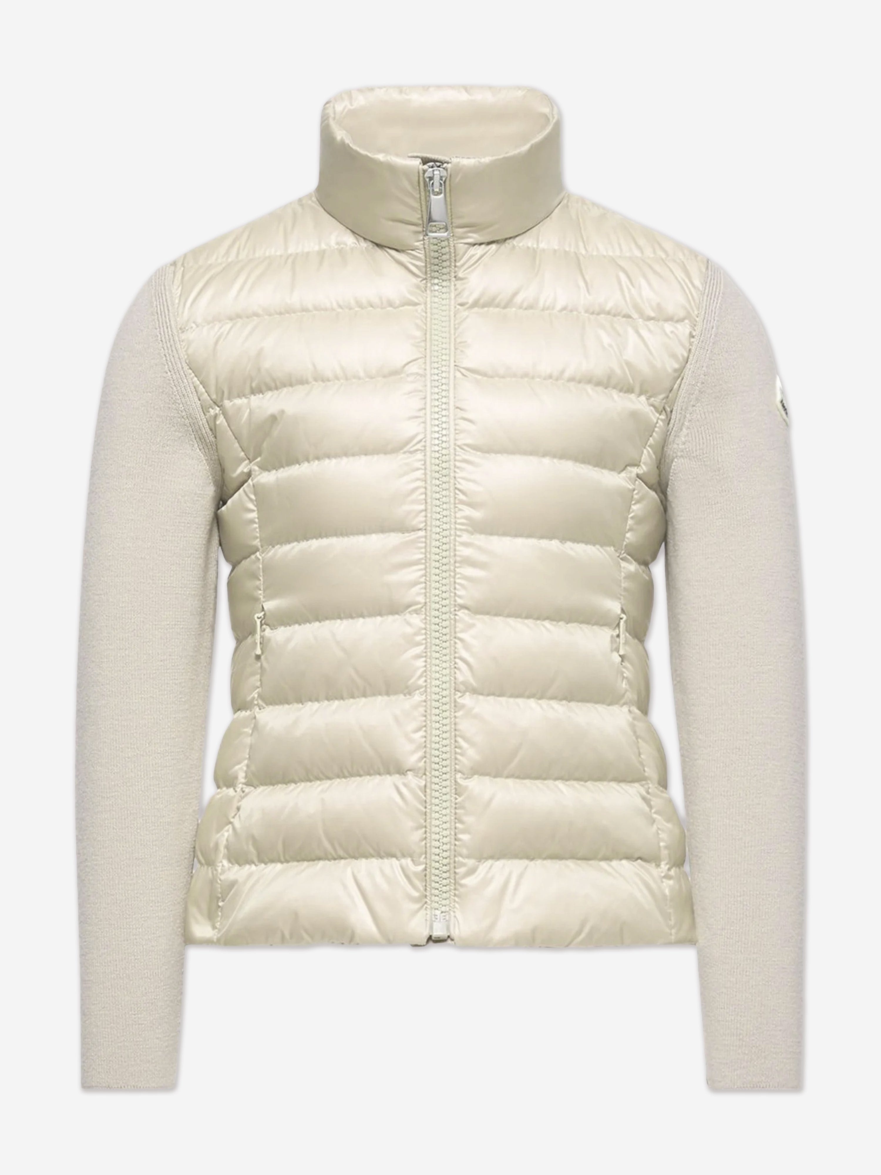 Moncler Enfant Girls Down Padded Zip Up Cardigan in Beige