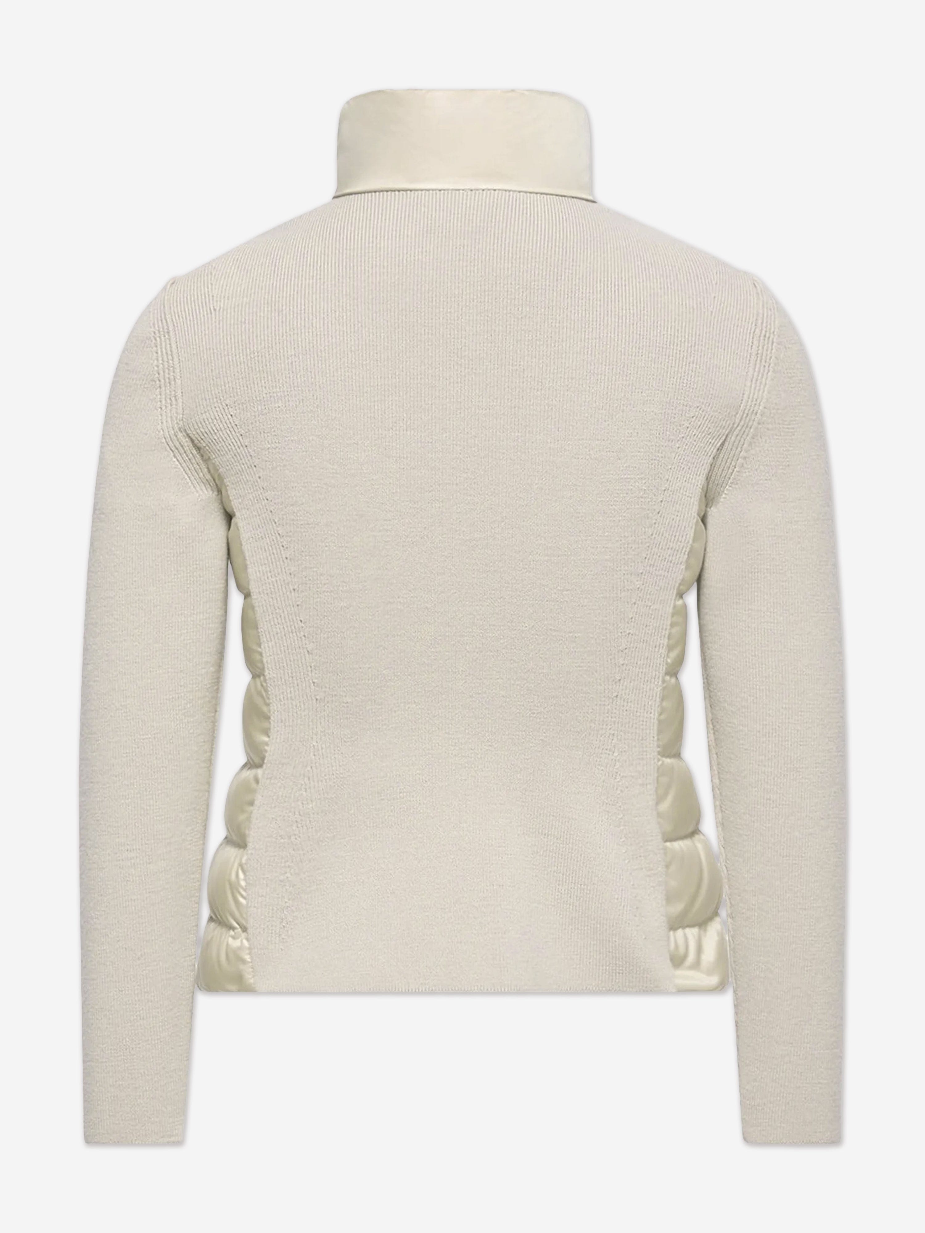Moncler Enfant Girls Down Padded Zip Up Cardigan in Beige
