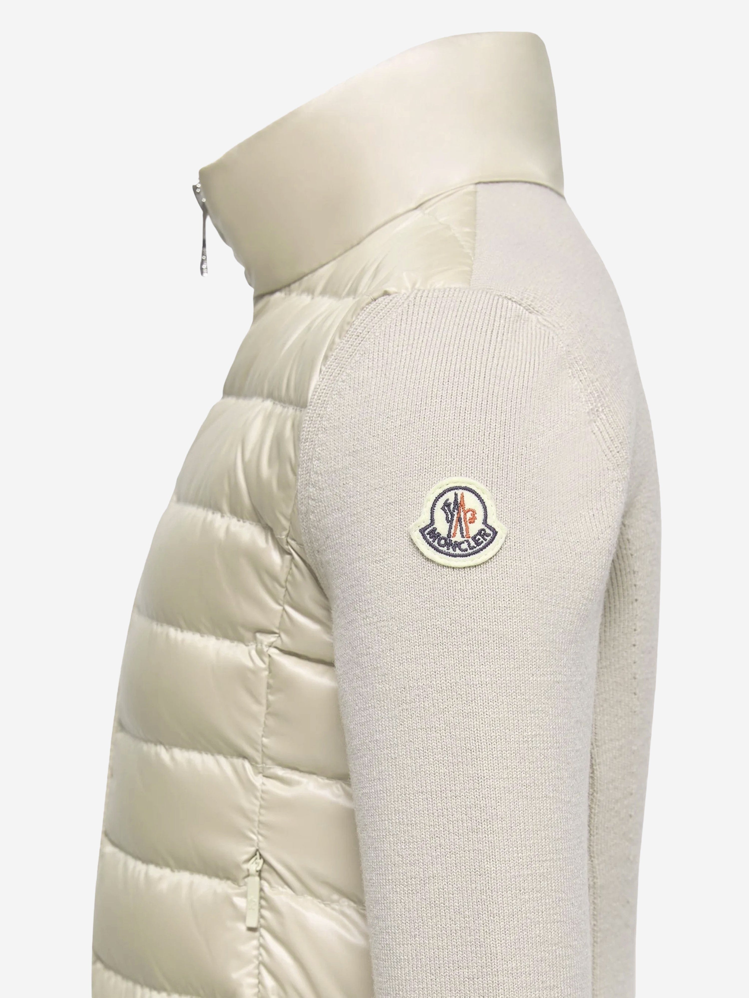 Moncler Enfant Girls Down Padded Zip Up Cardigan in Beige