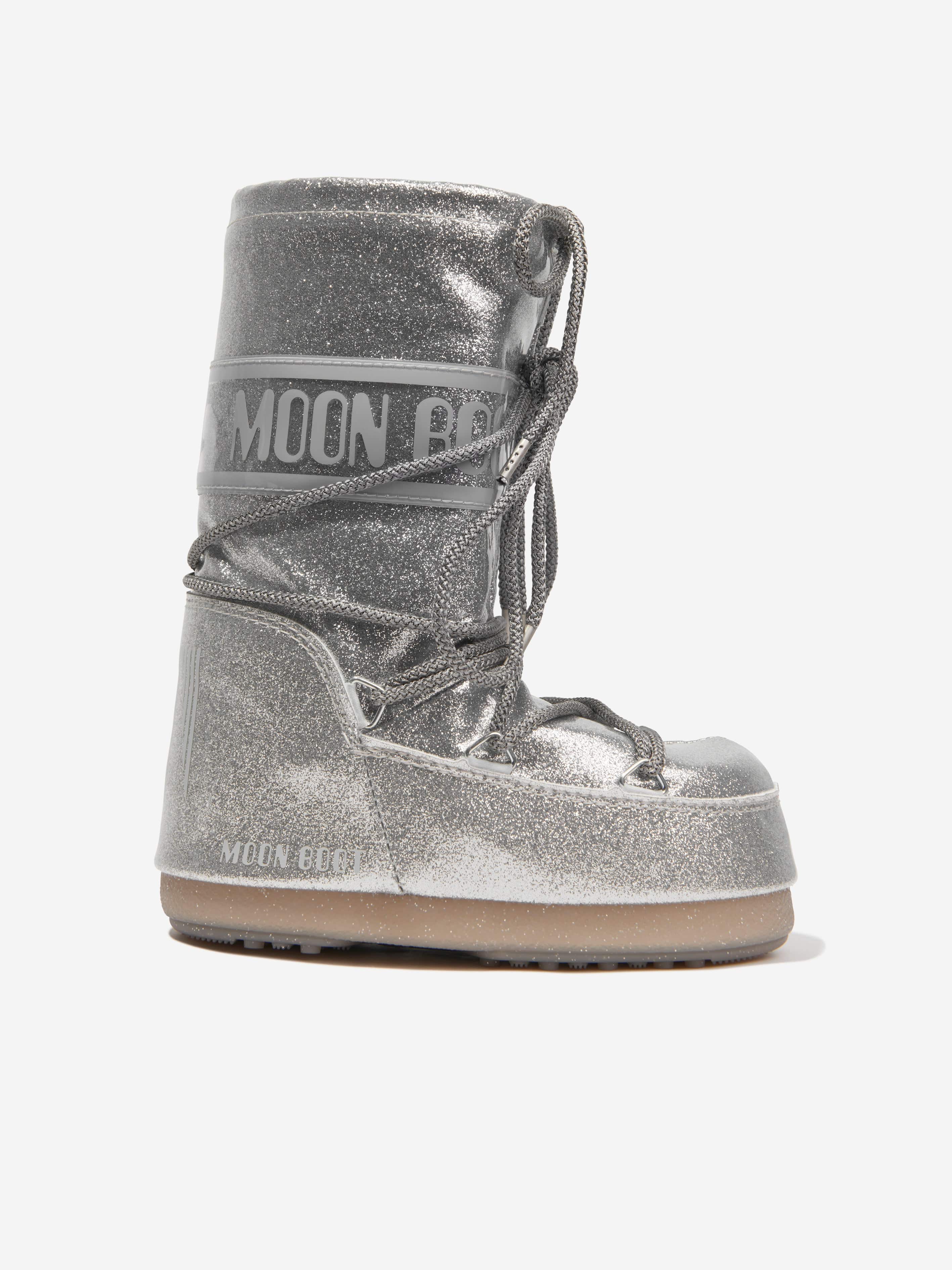 Moon Boot Kids Icon Glitter Snow Boots in Silver