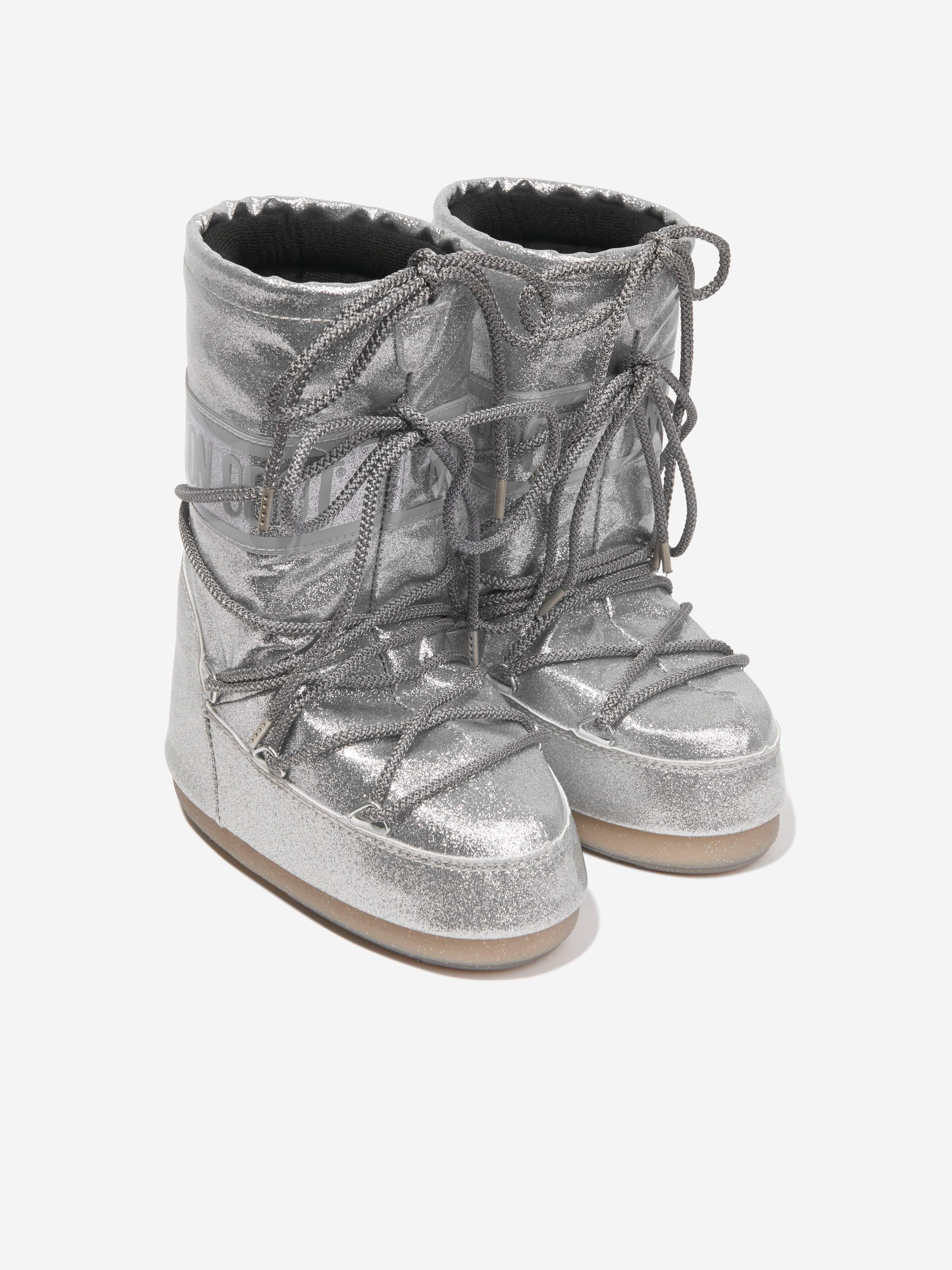 Moon Boot Kids Icon Glitter Snow Boots in Silver