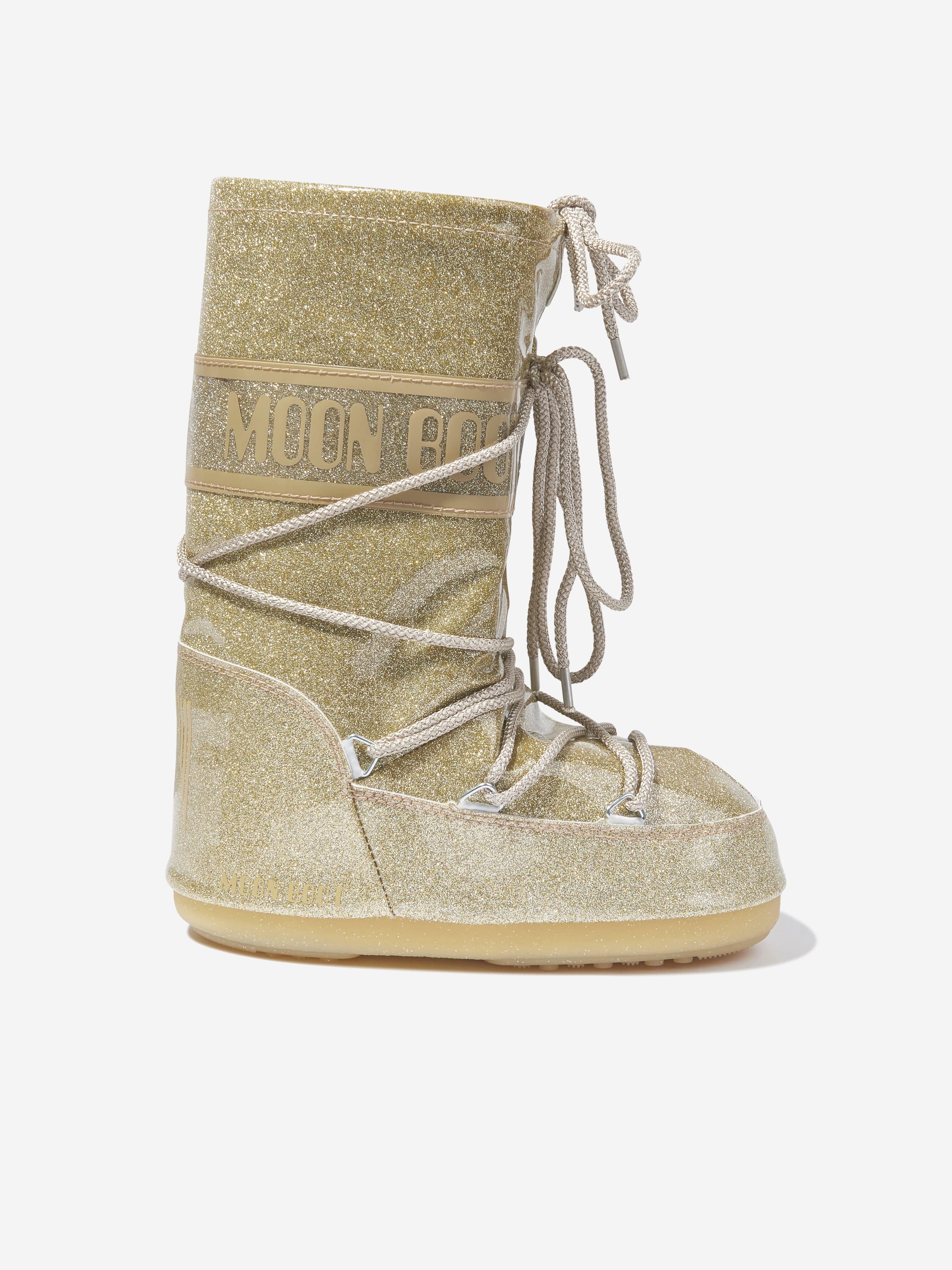 Moon Boot Kids Icon Glitter Snow Boots in Gold