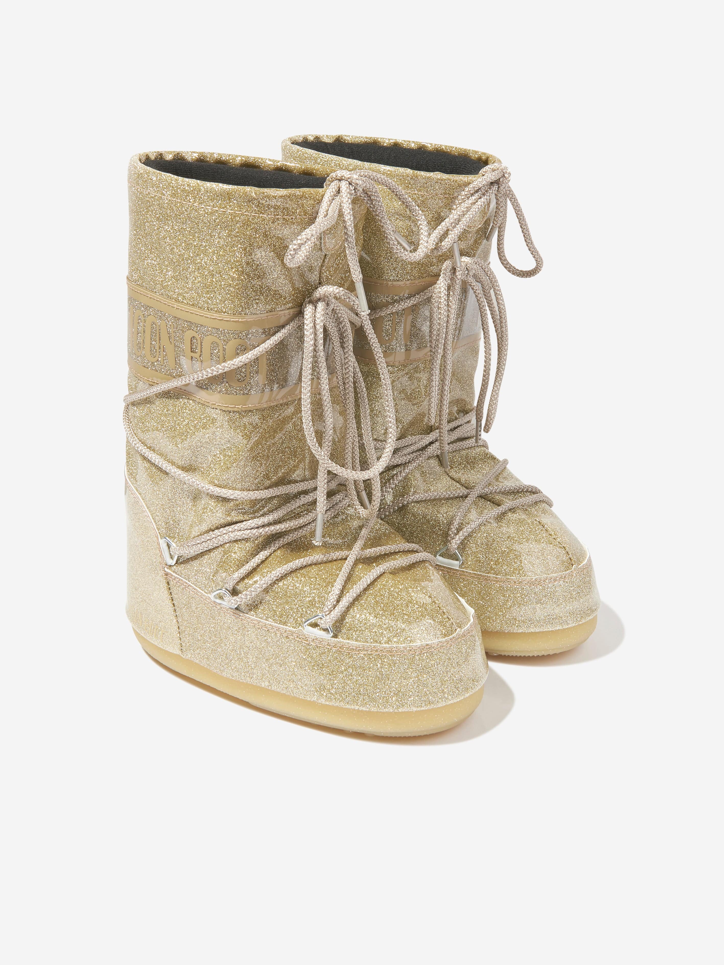 Moon Boot Kids Icon Glitter Snow Boots in Gold