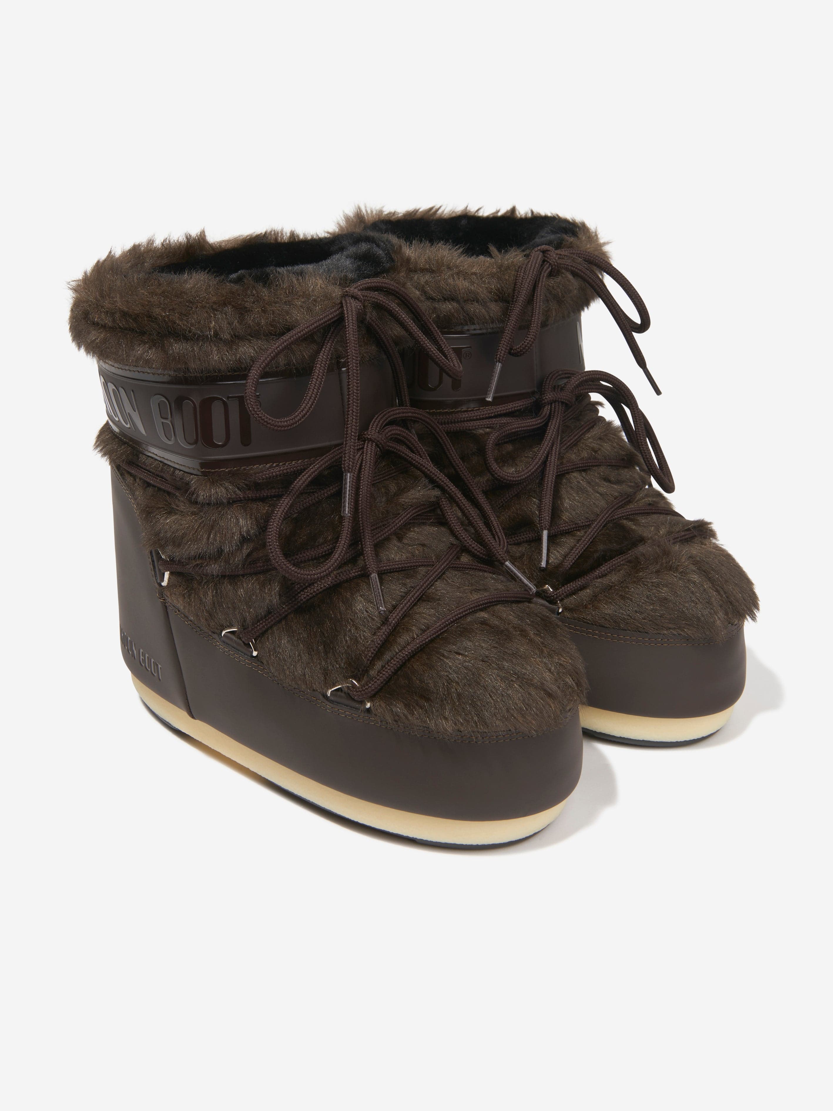 Moon Boot Kids Icon Lowo Faux Fur Snow Boots in Brown