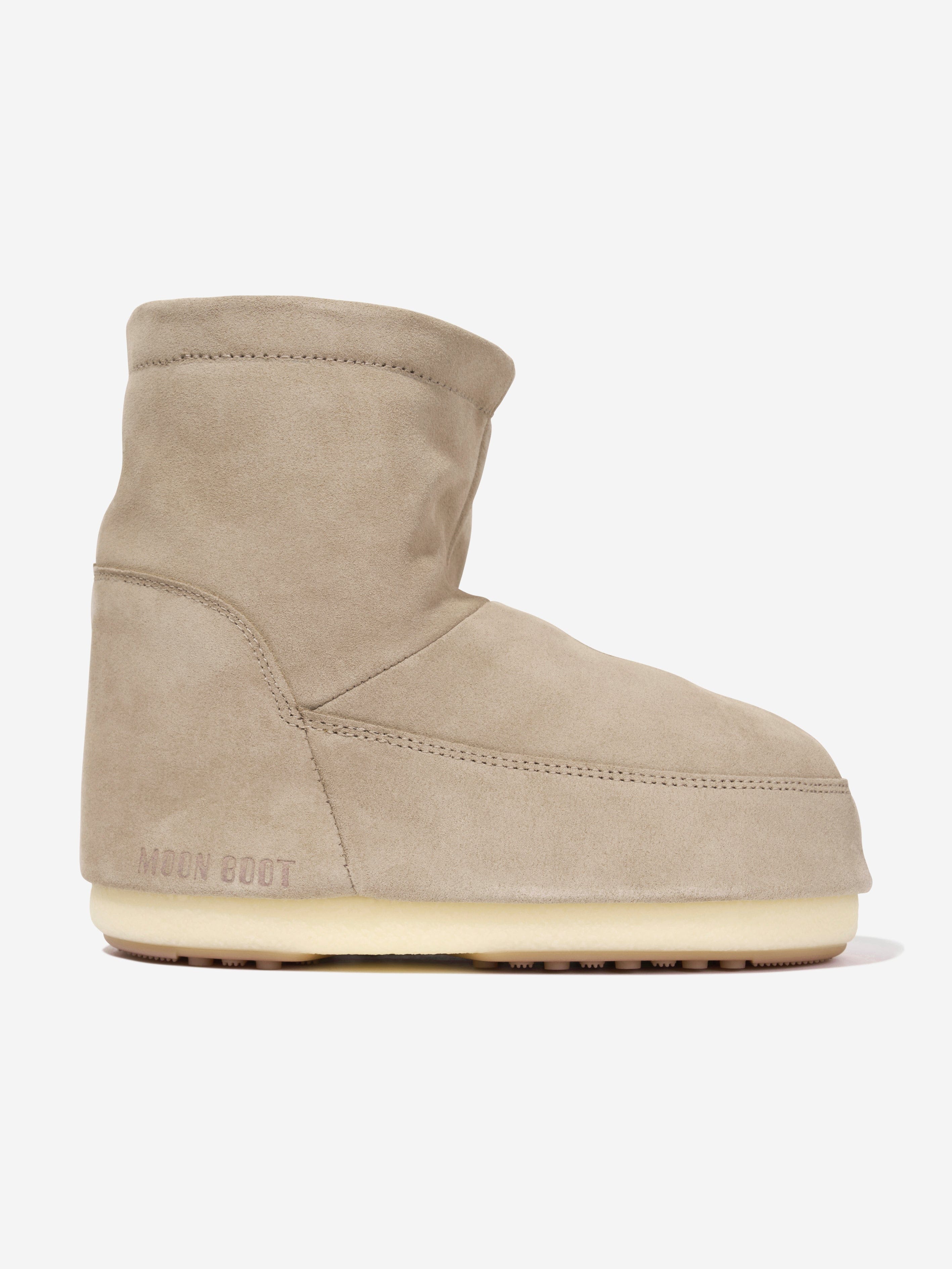 Moon Boot Kids Icon Low No Lace Suede Boots in Beige