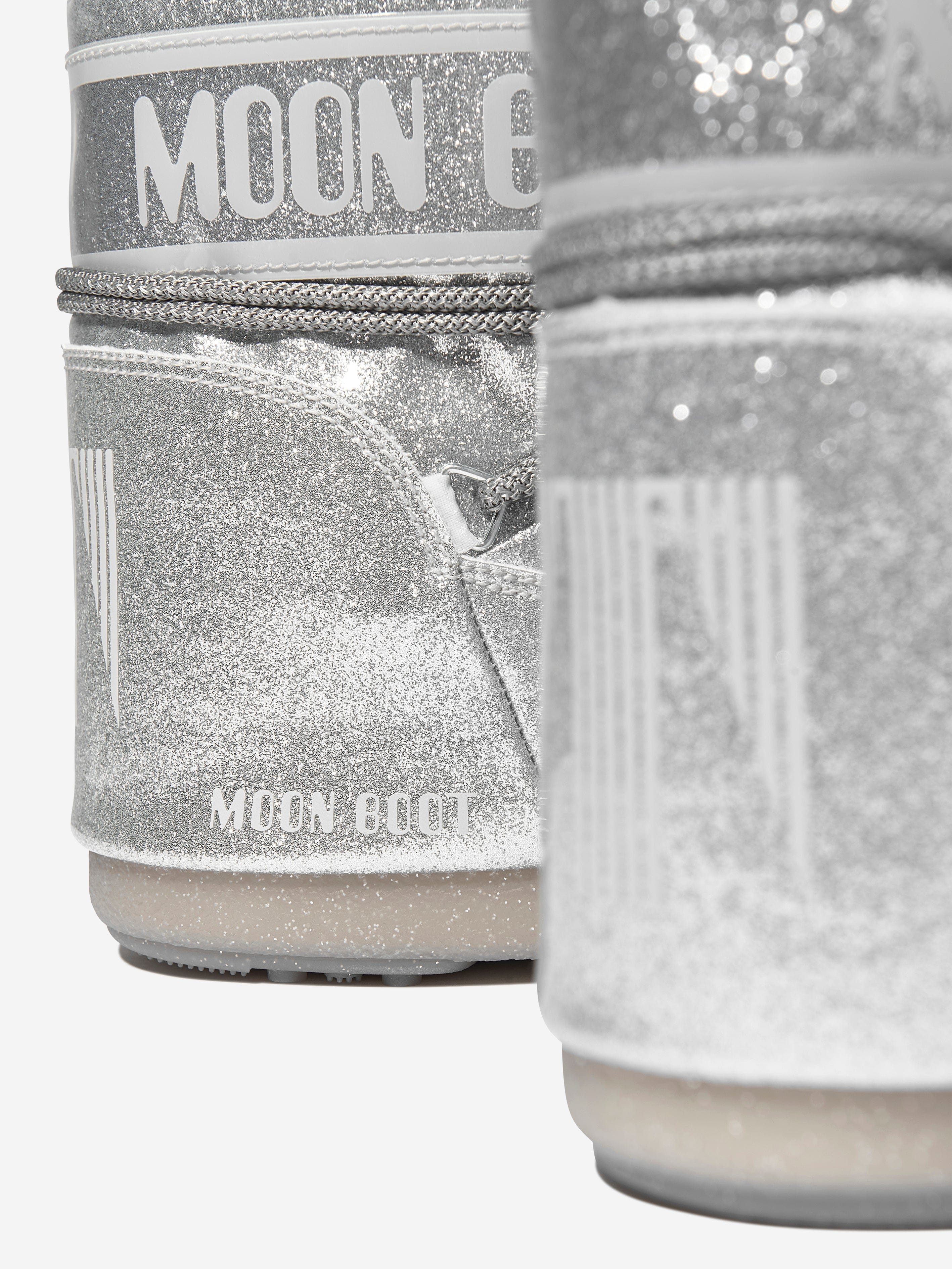 Moon Boot Kids Icon Low Glitter Snow Boots in Silver