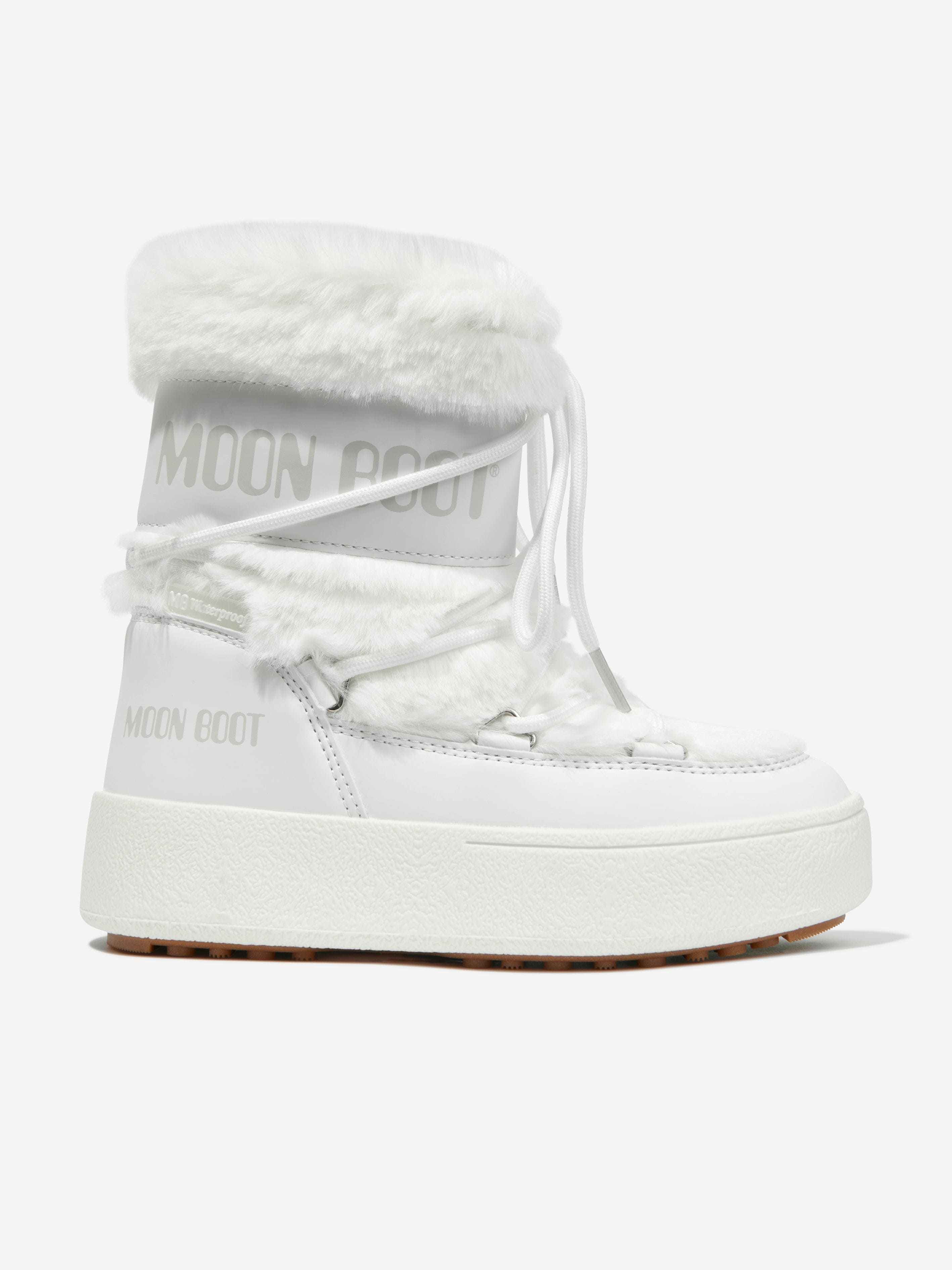 Moon Boot Girls JTrack Faux Fur Snow Boots in White