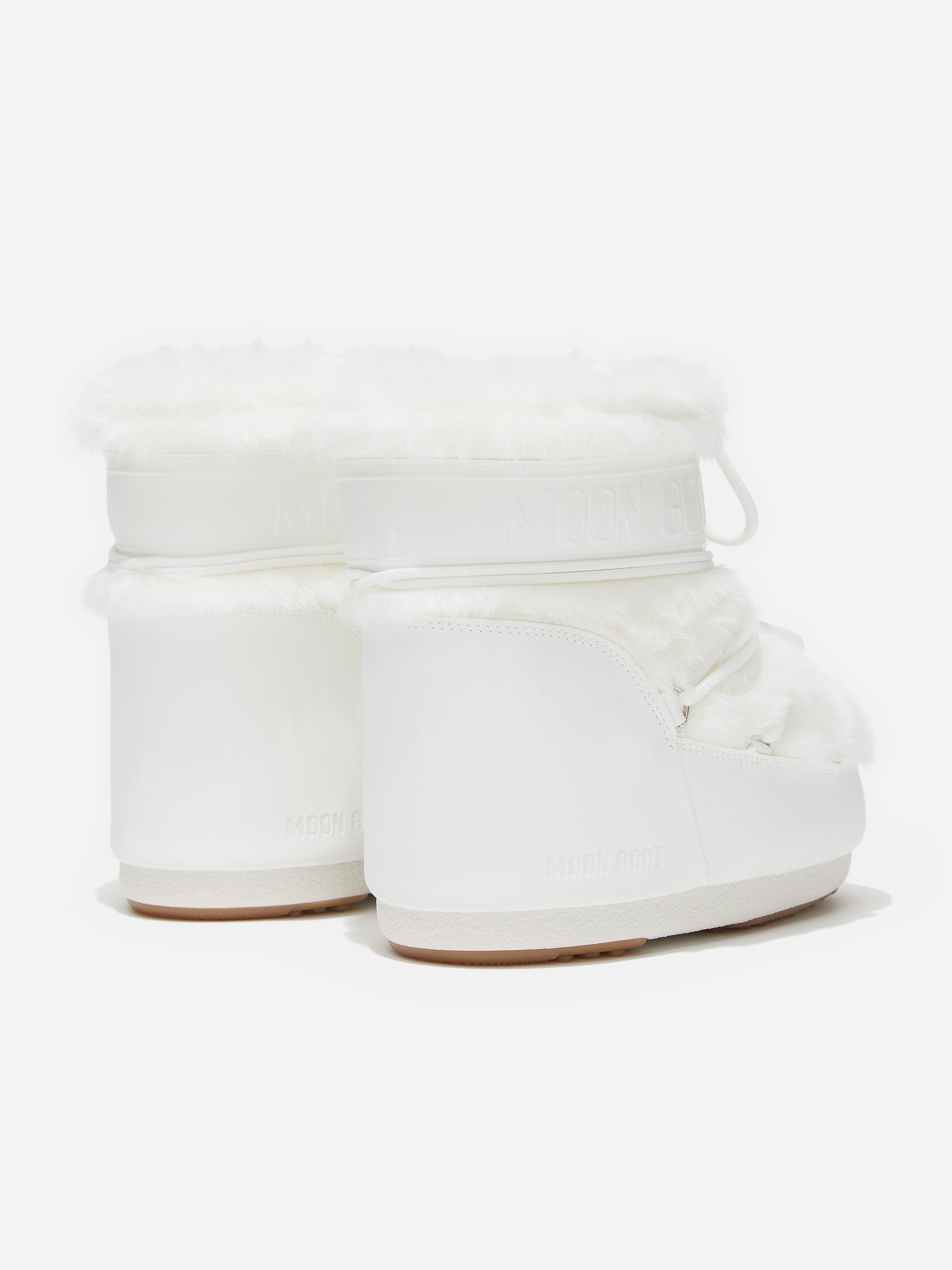 Moon Boot Kids Icon Low Faux Fur Boots in White