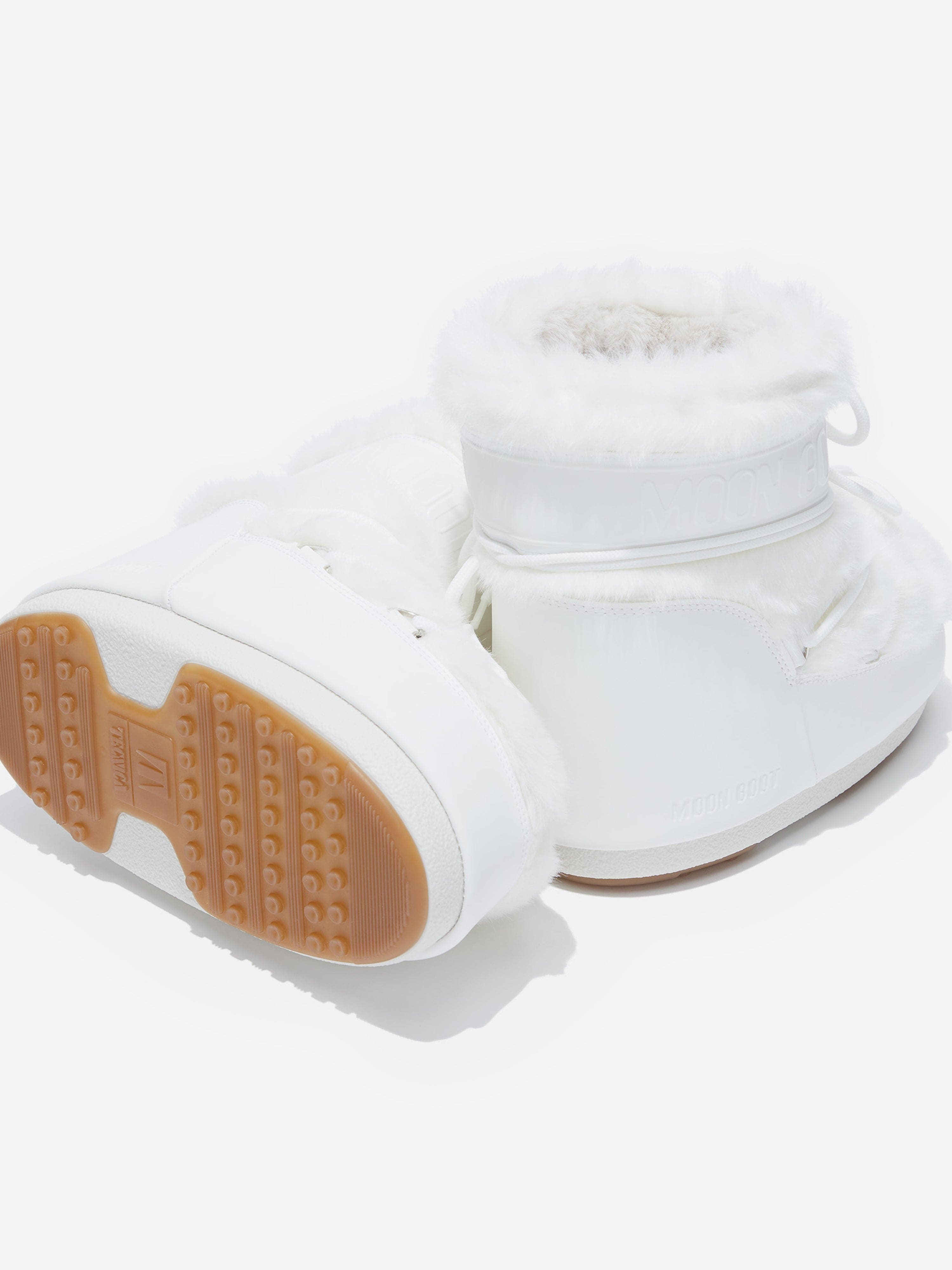 Moon Boot Kids Icon Low Faux Fur Boots in White