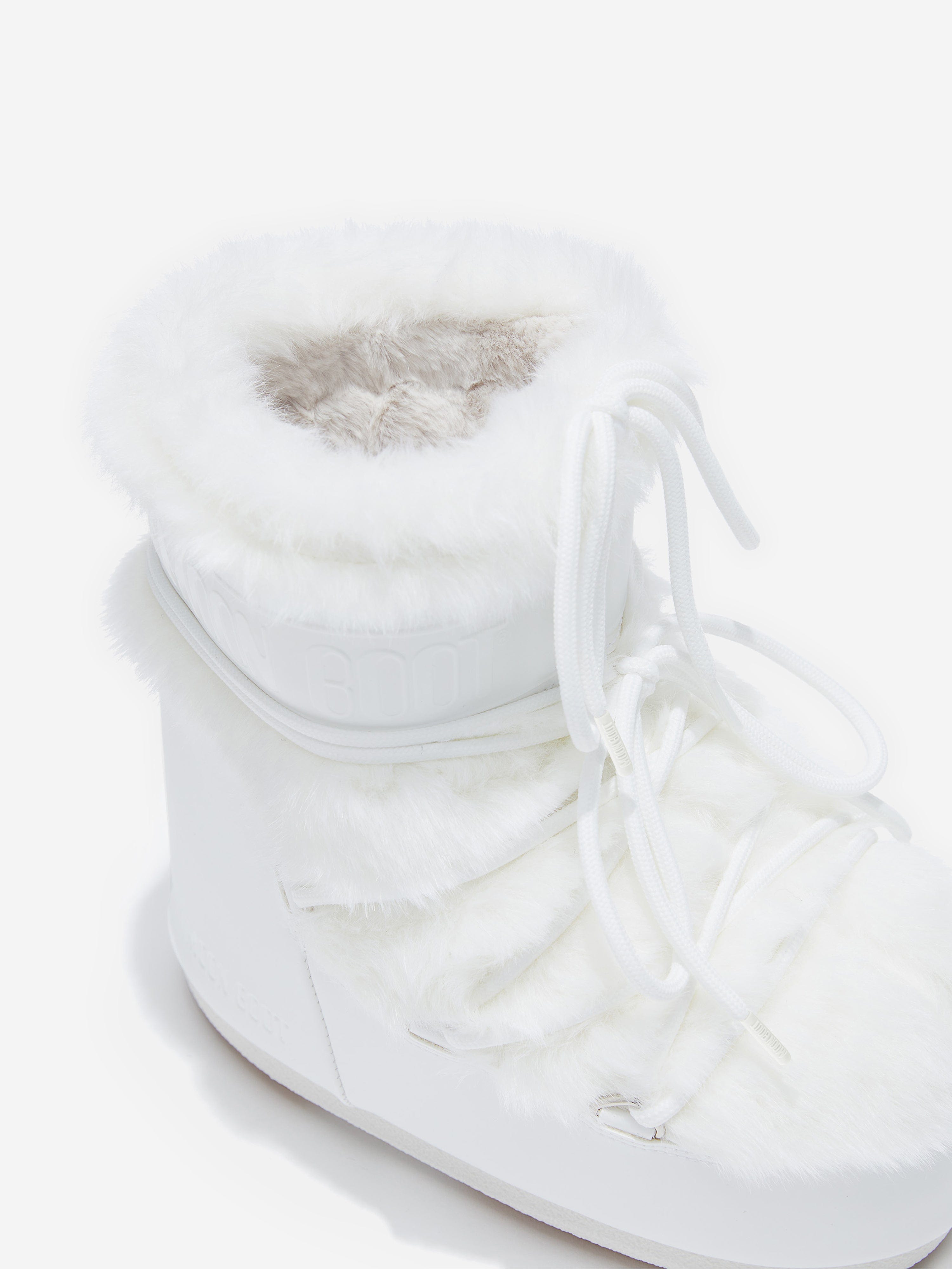 Moon Boot Kids Icon Low Faux Fur Boots in White