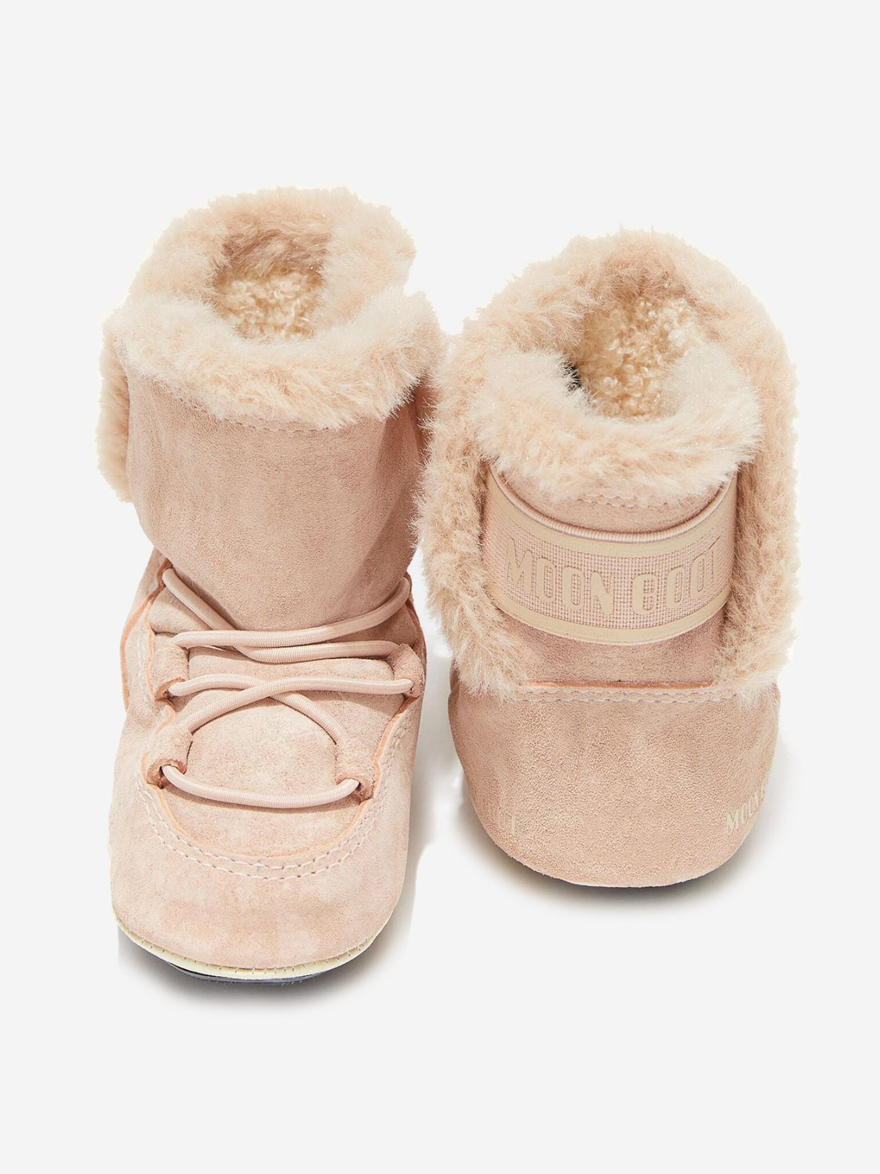 Moon Boot Baby Girls Suede Crib Boots in Pink