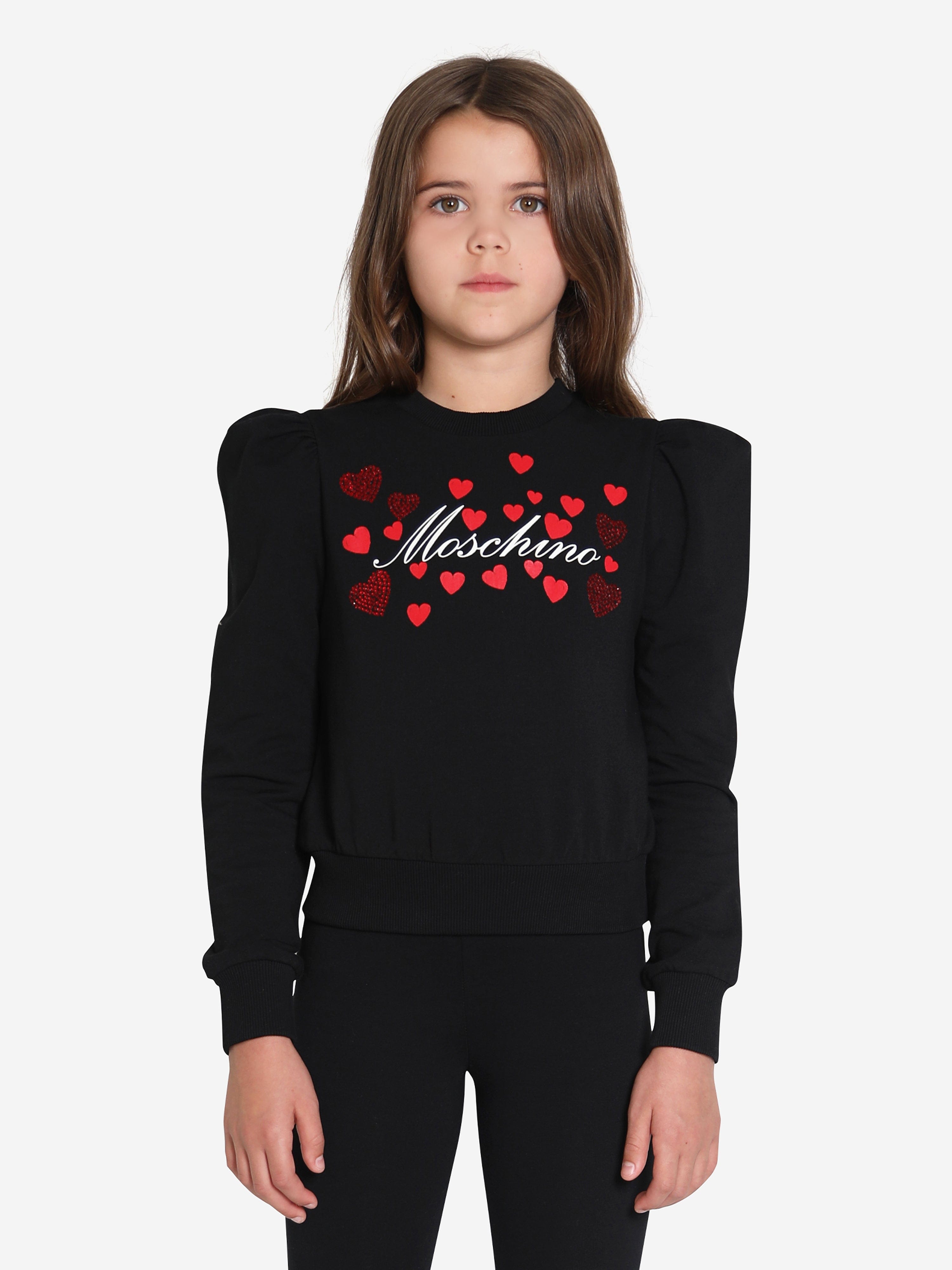 Moschino Girls Hearts Logo Sweatshirt in Black