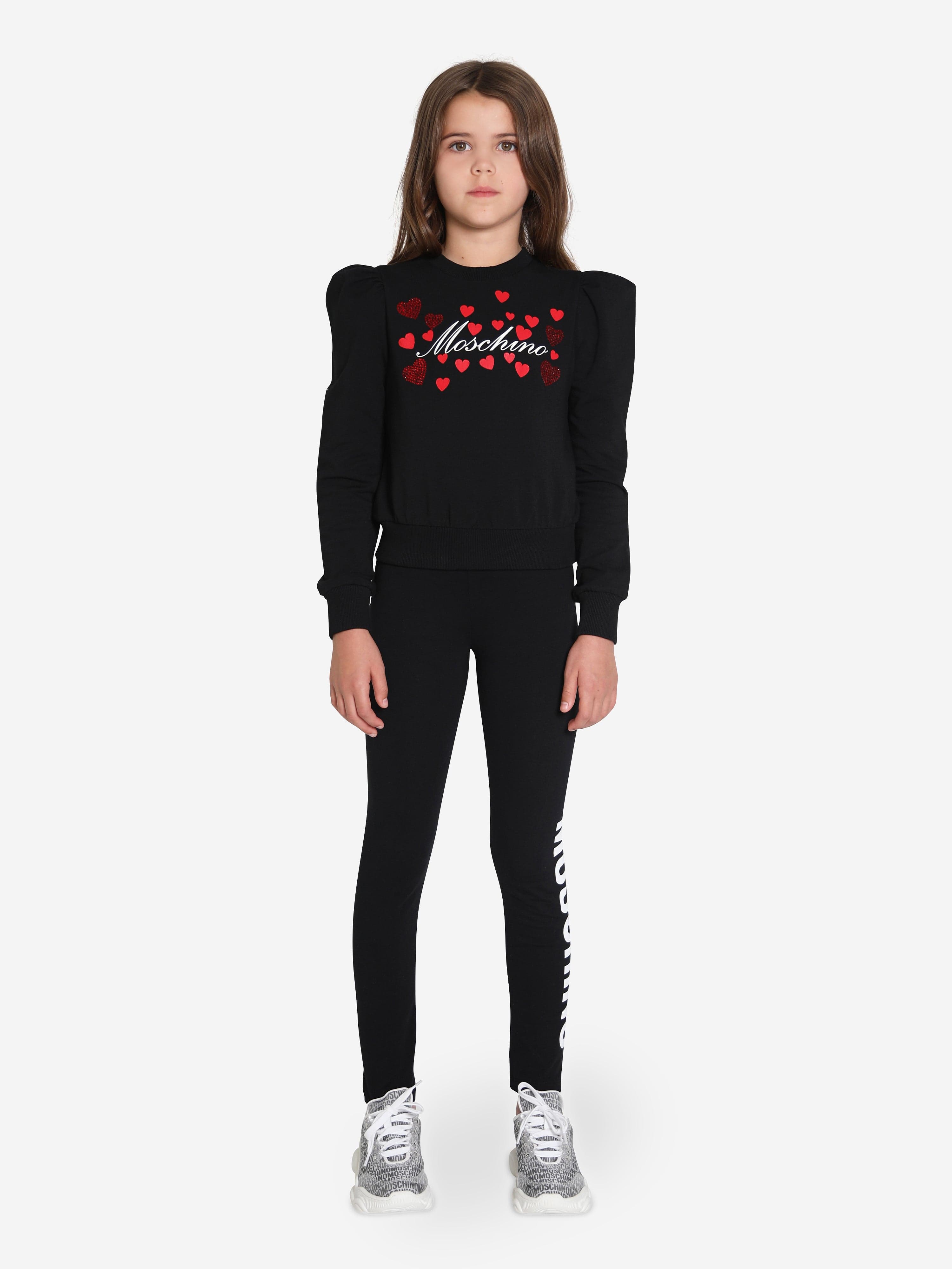 Moschino Girls Hearts Logo Sweatshirt in Black