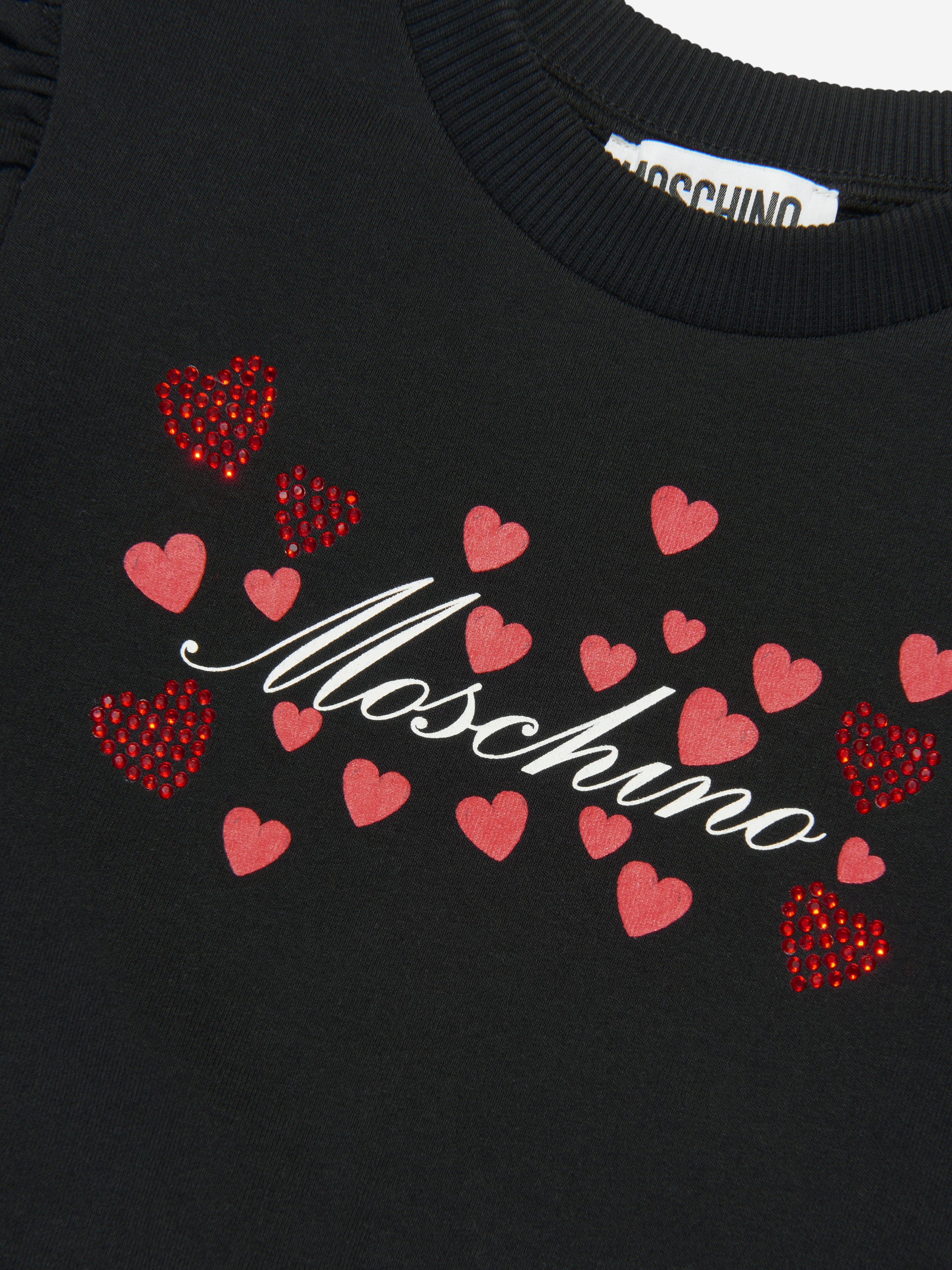 Moschino Girls Hearts Logo Sweatshirt in Black