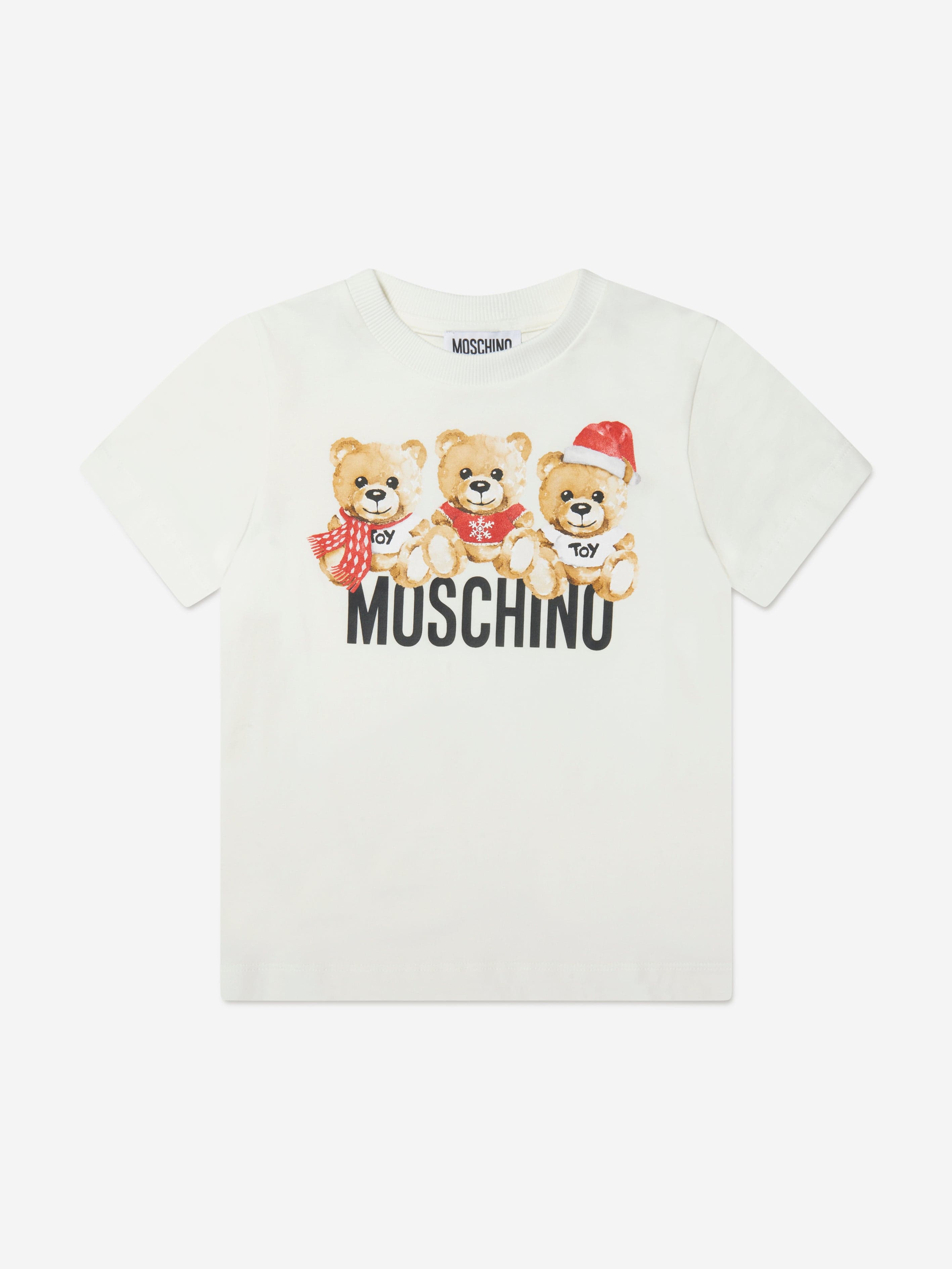 Moschino Kids Holiday Teddy Bears T-Shirt in Ivory