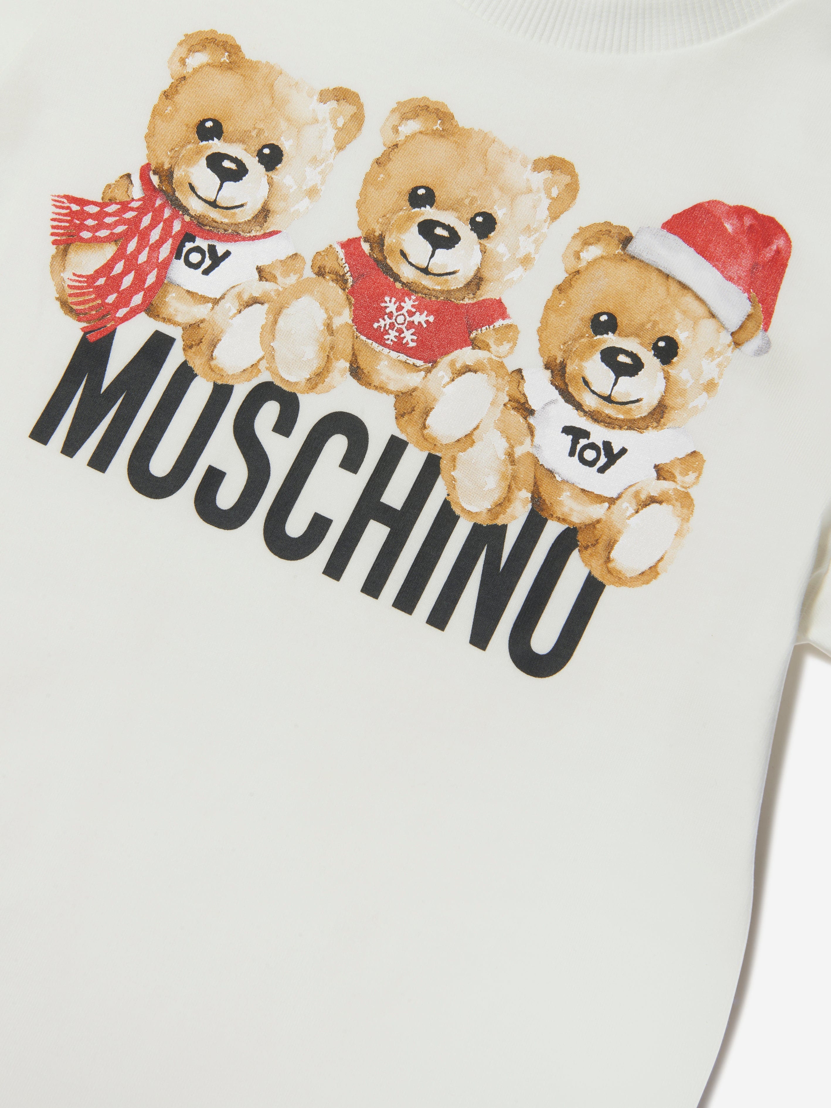 Moschino Kids Holiday Teddy Bears T-Shirt in Ivory