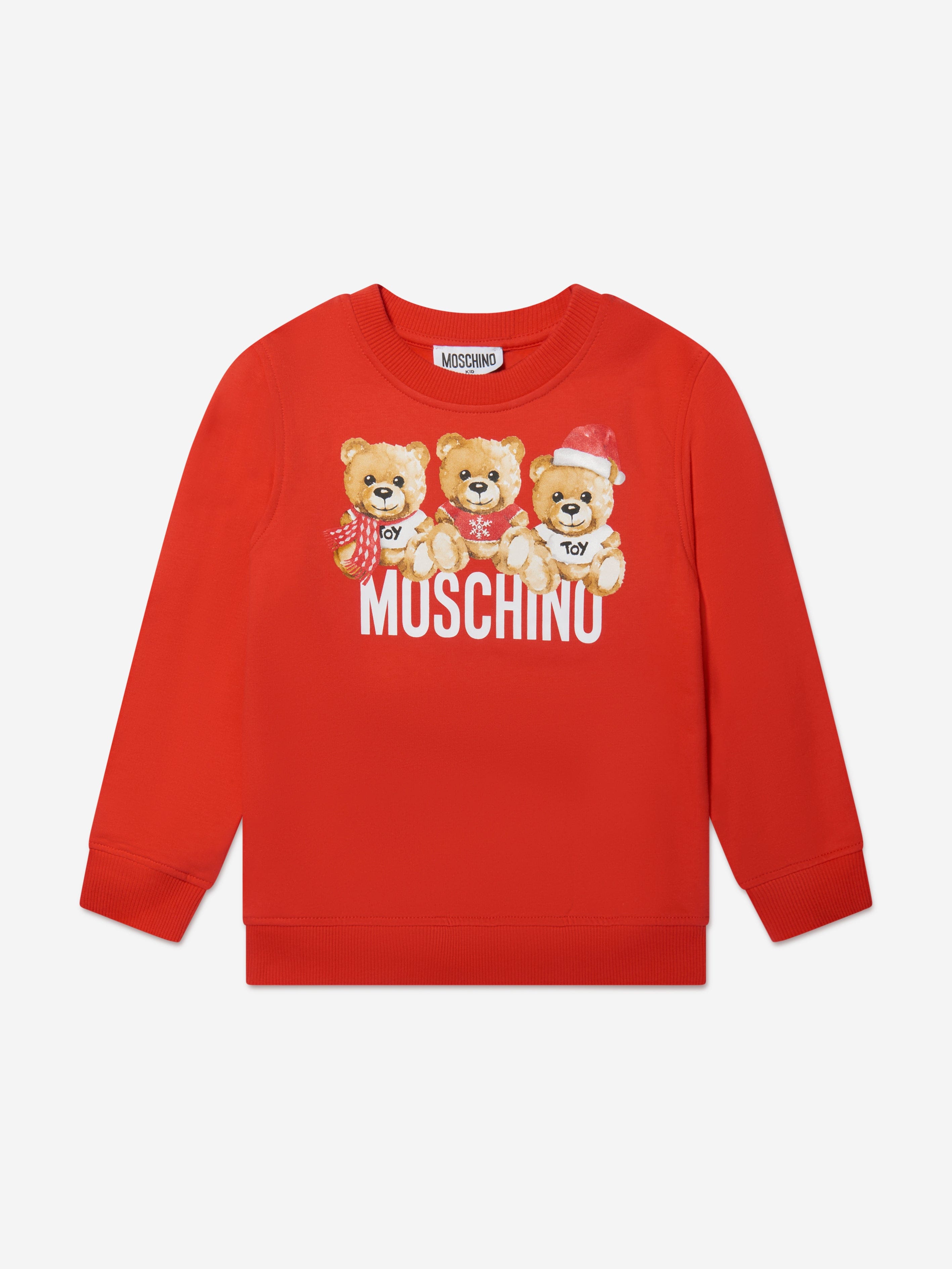 Moschino Kids Holiday Teddy Bears Sweatshirt in Red