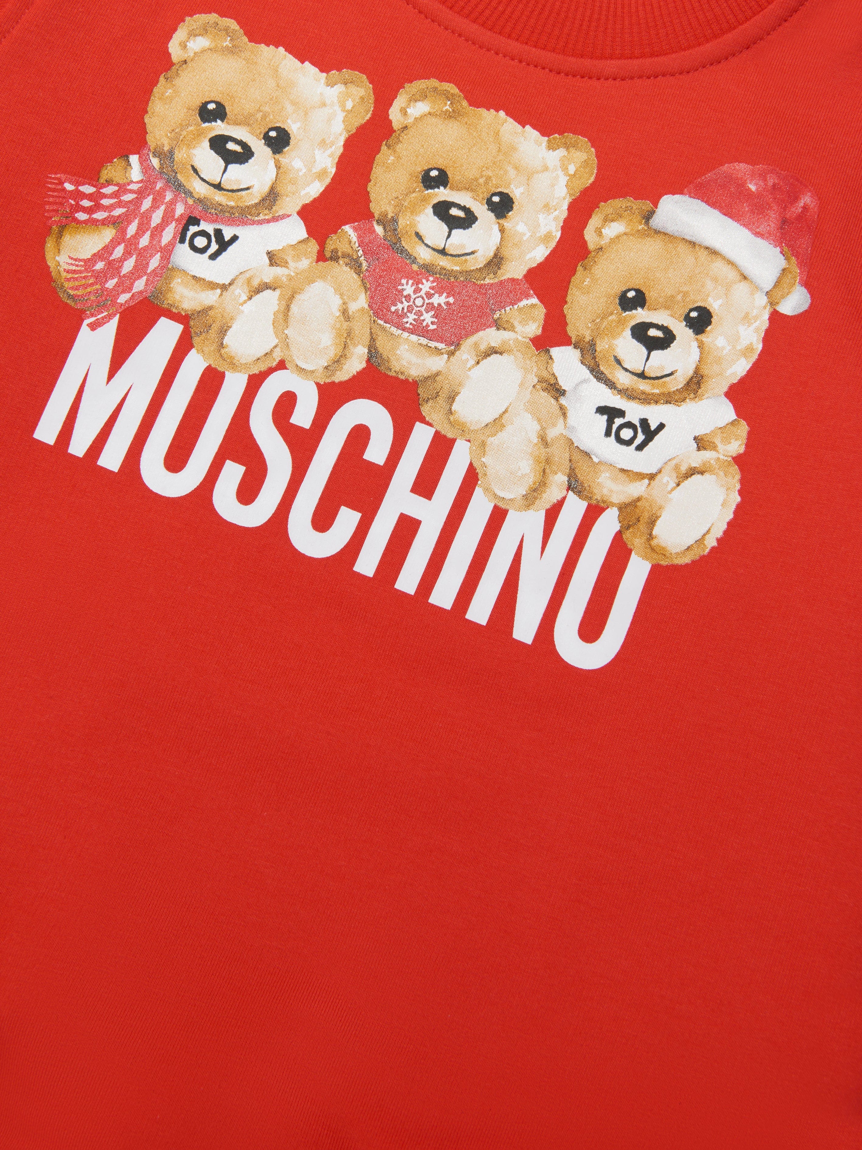 Moschino Kids Holiday Teddy Bears Sweatshirt in Red