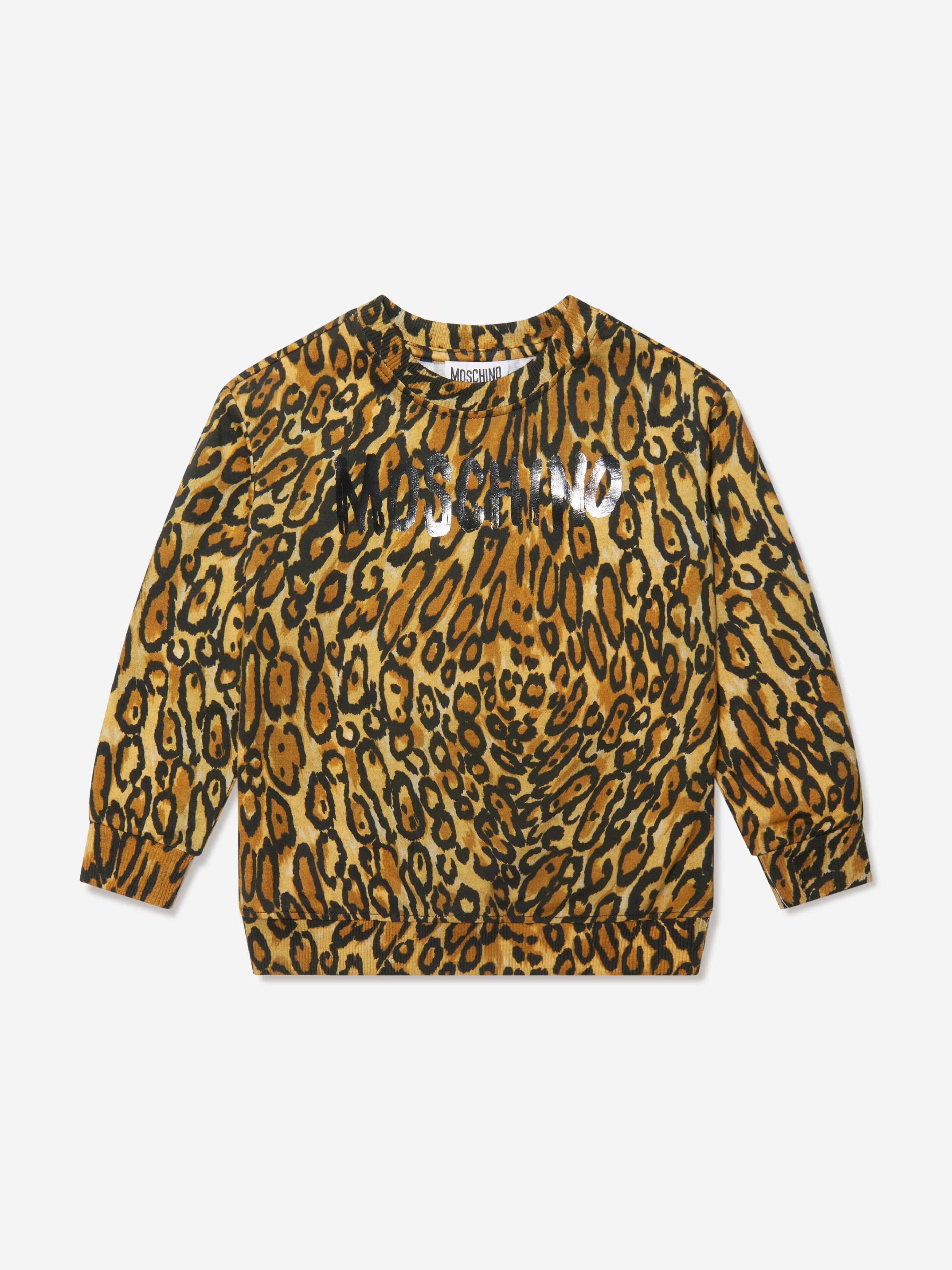 Moschino Boys Leopard Print Sweatshirt in Brown