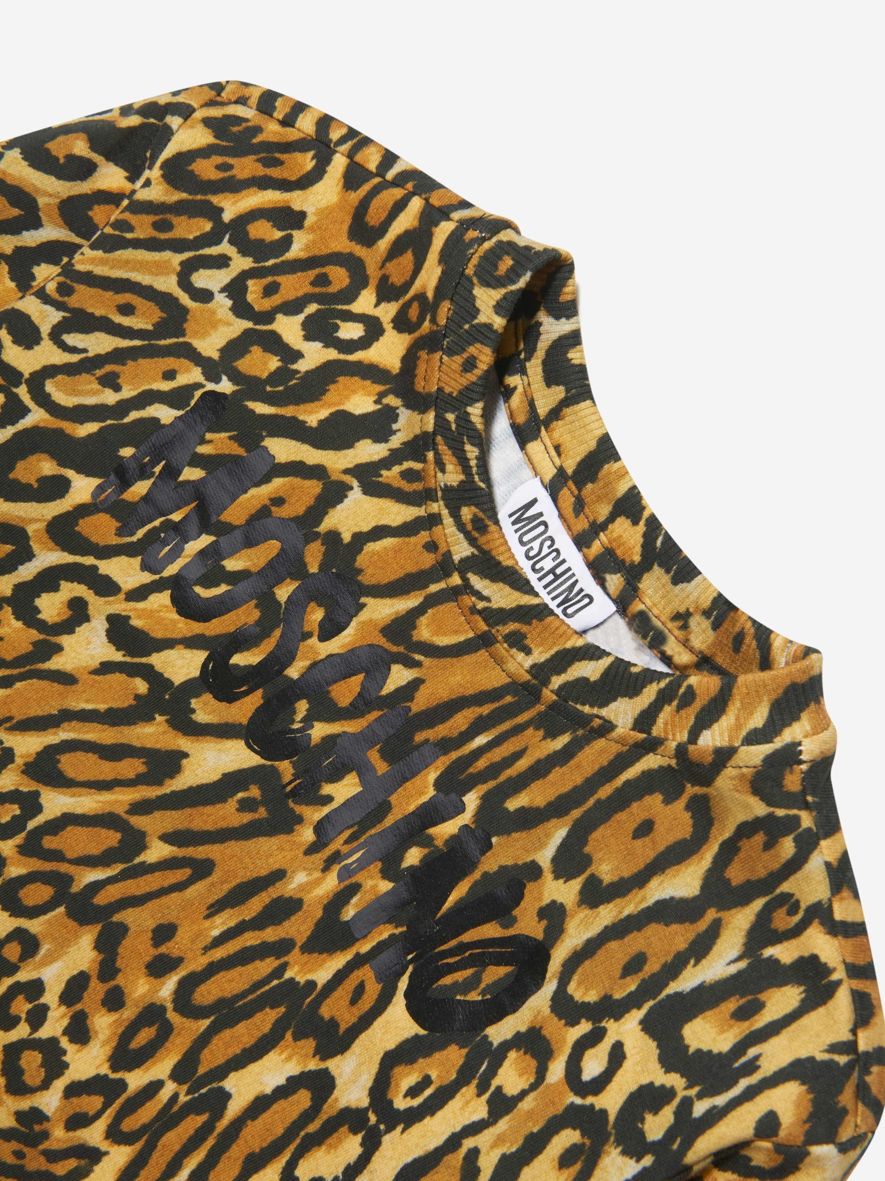 Moschino Boys Leopard Print Sweatshirt in Brown