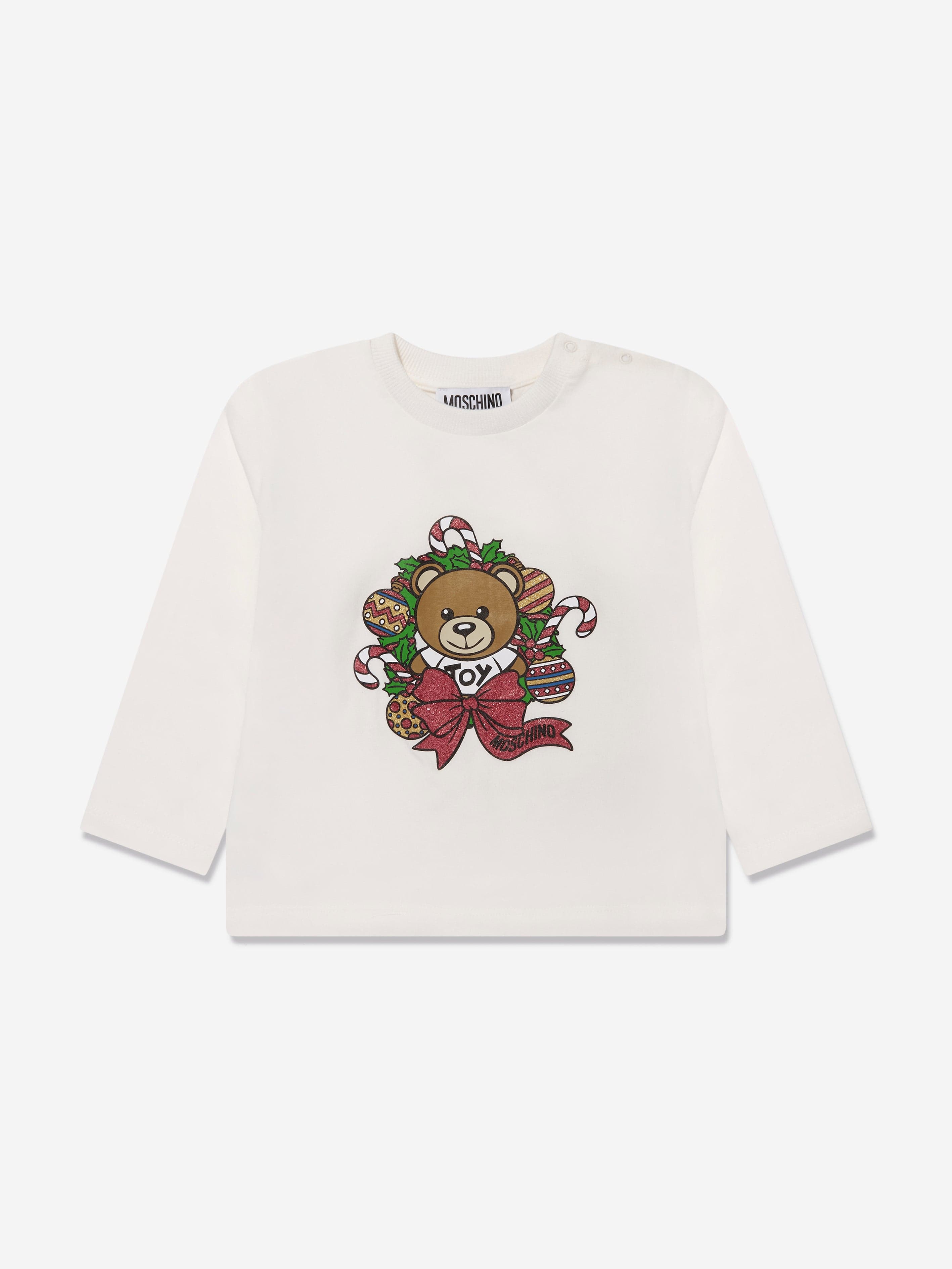 Moschino Baby Holiday T-Shirt With Gift Box in Ivory